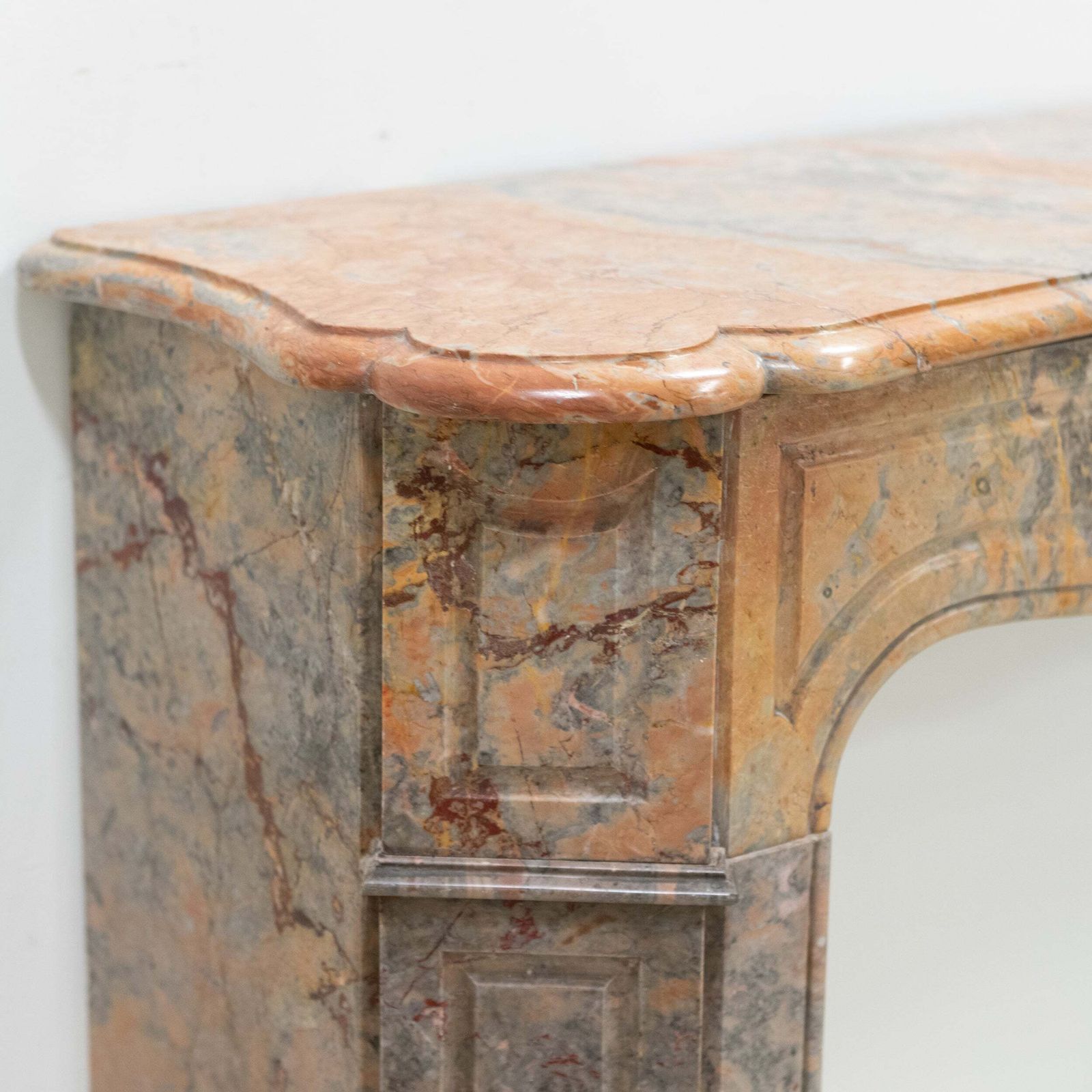 Antique French Style Pompadour Rouge Breche Marble Fireplace photo buy