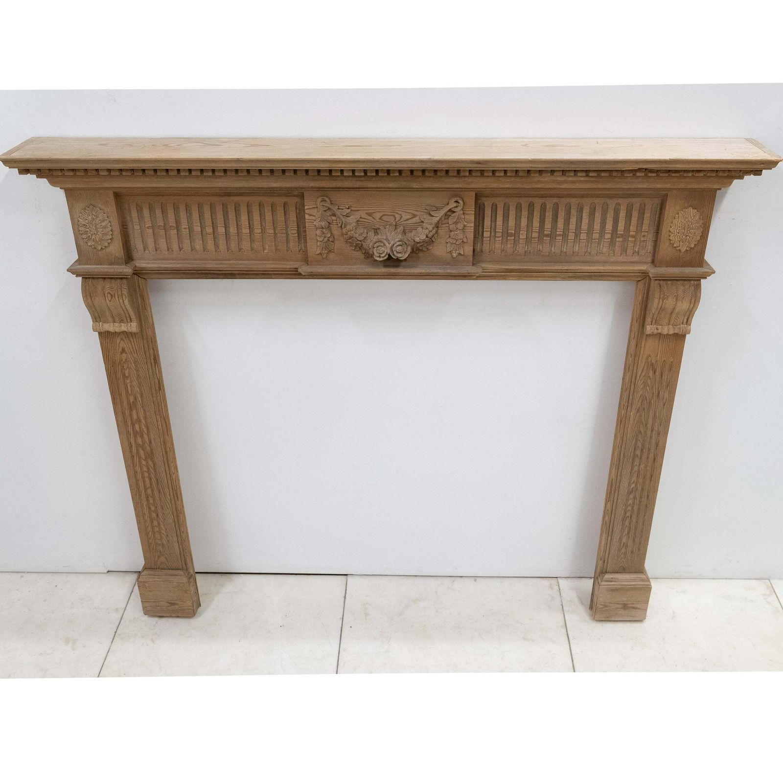 450.0 Reclaimed Richly Decorated Wooden Fireplace Surround photo