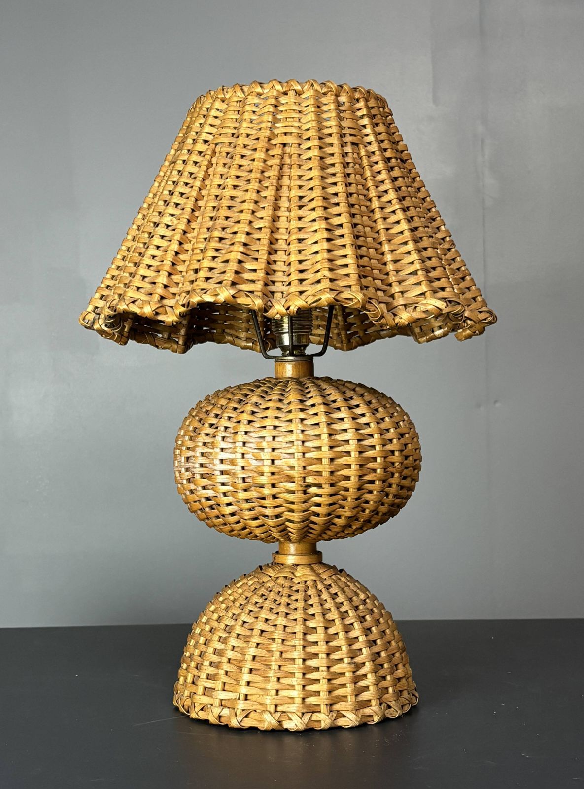 Page 1 Of 16 Midcentury Rattan Wicker Mushroom Table Lamp, 1950s photo 480.0