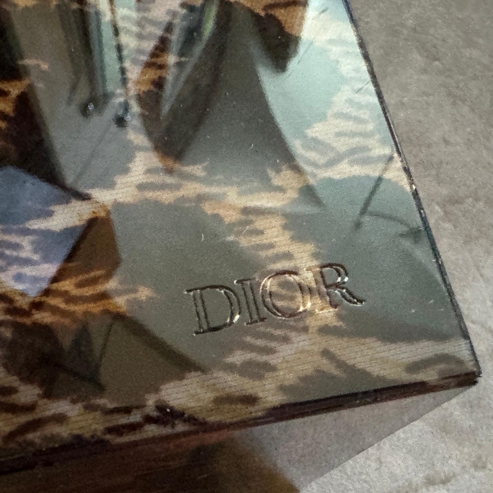 photo furniture Two 1980s Mid Century Modern Faux Leopard Lucite Containers Signed Dior Home