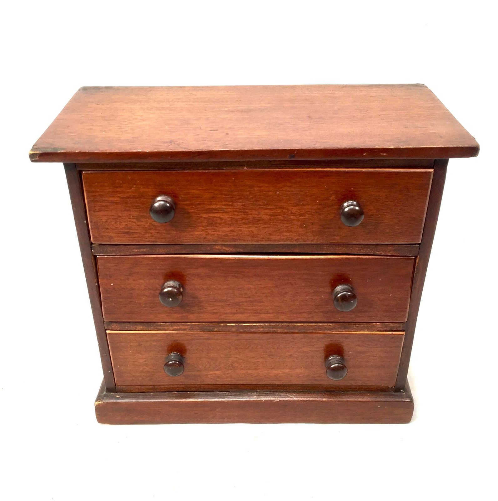 Antique Tabletop Wooden Small Chest Of Collectors Drawers Storage Box C.1900