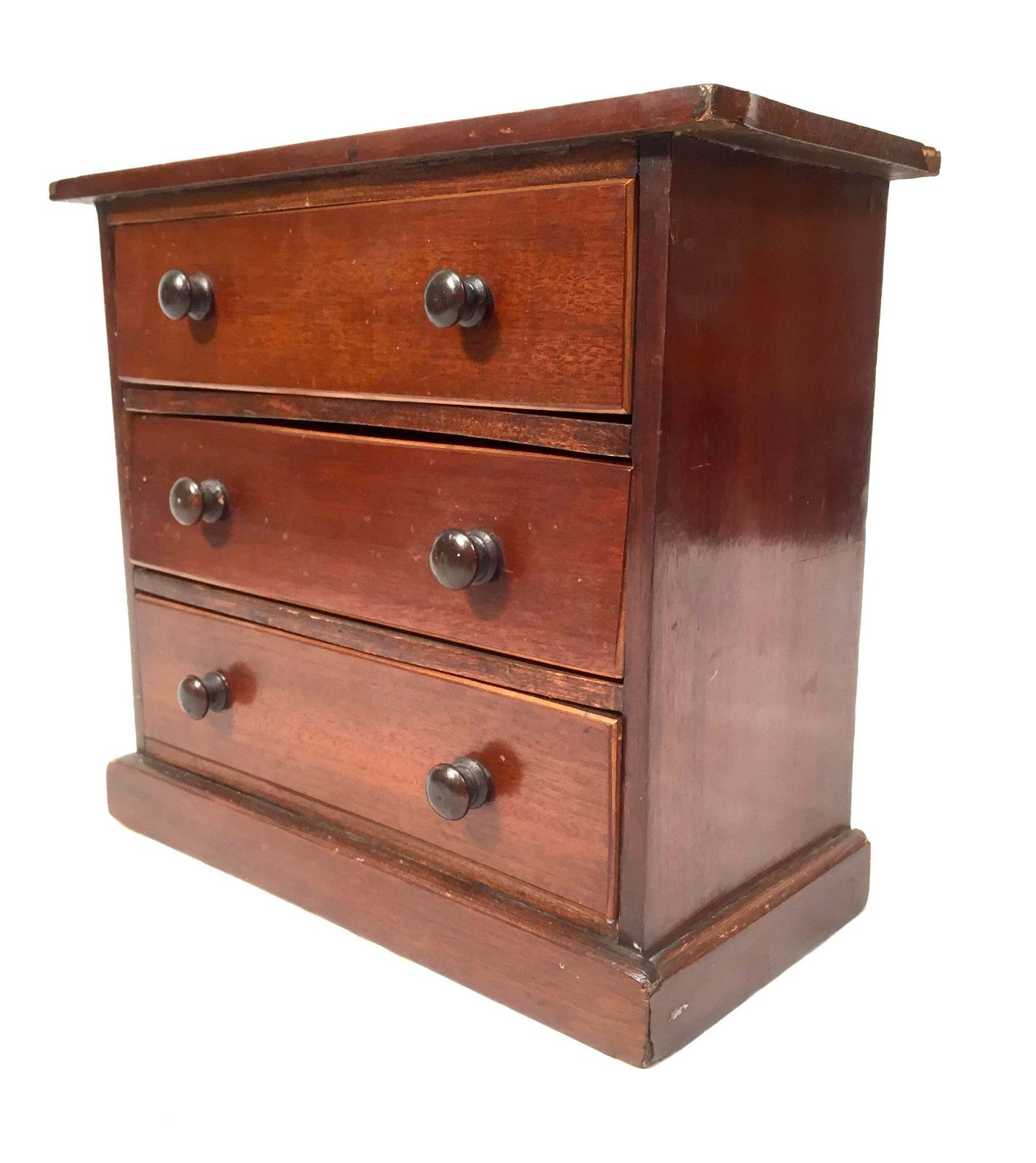 Antique Tabletop Wooden Small Chest Of Collectors Drawers Storage Box C.1900 photo Furniture