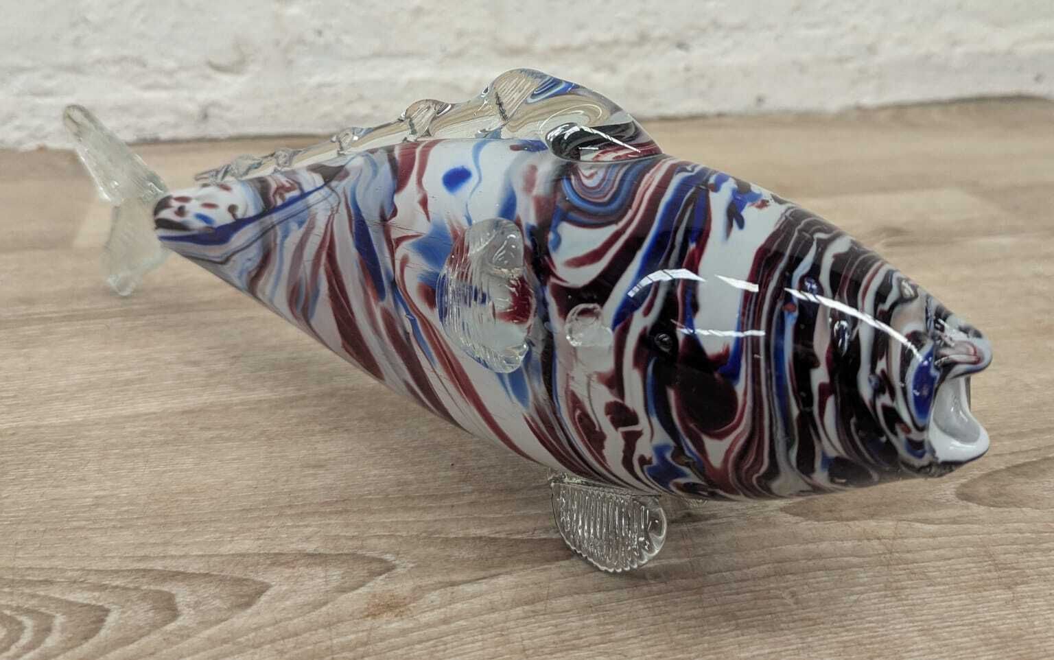 Mid Century Shoal Of 3 Hand Blown Murano Style Glass Fish photo 95.0