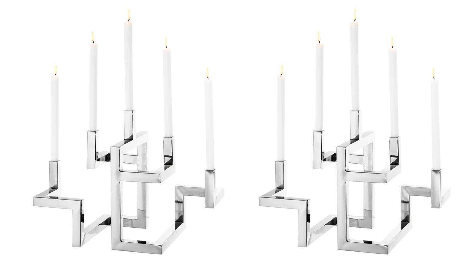 Set Of Two Skyline Candle Holders In Nickel Finish photo furniture