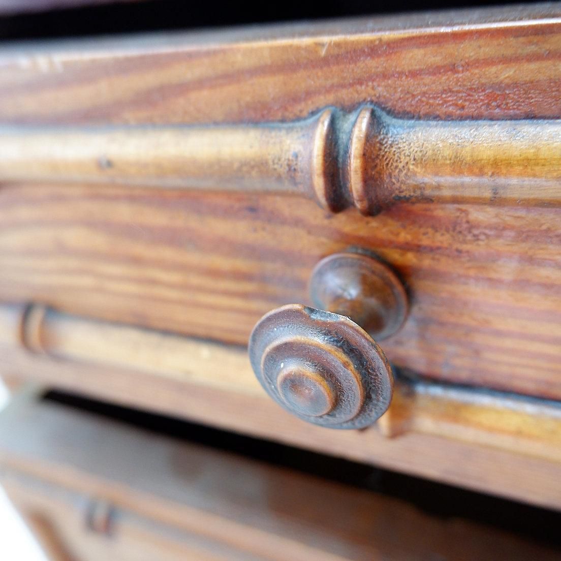 photo vintage Faux Bamboo Dark Pine Chest Of Drawers   Late 19th Century
