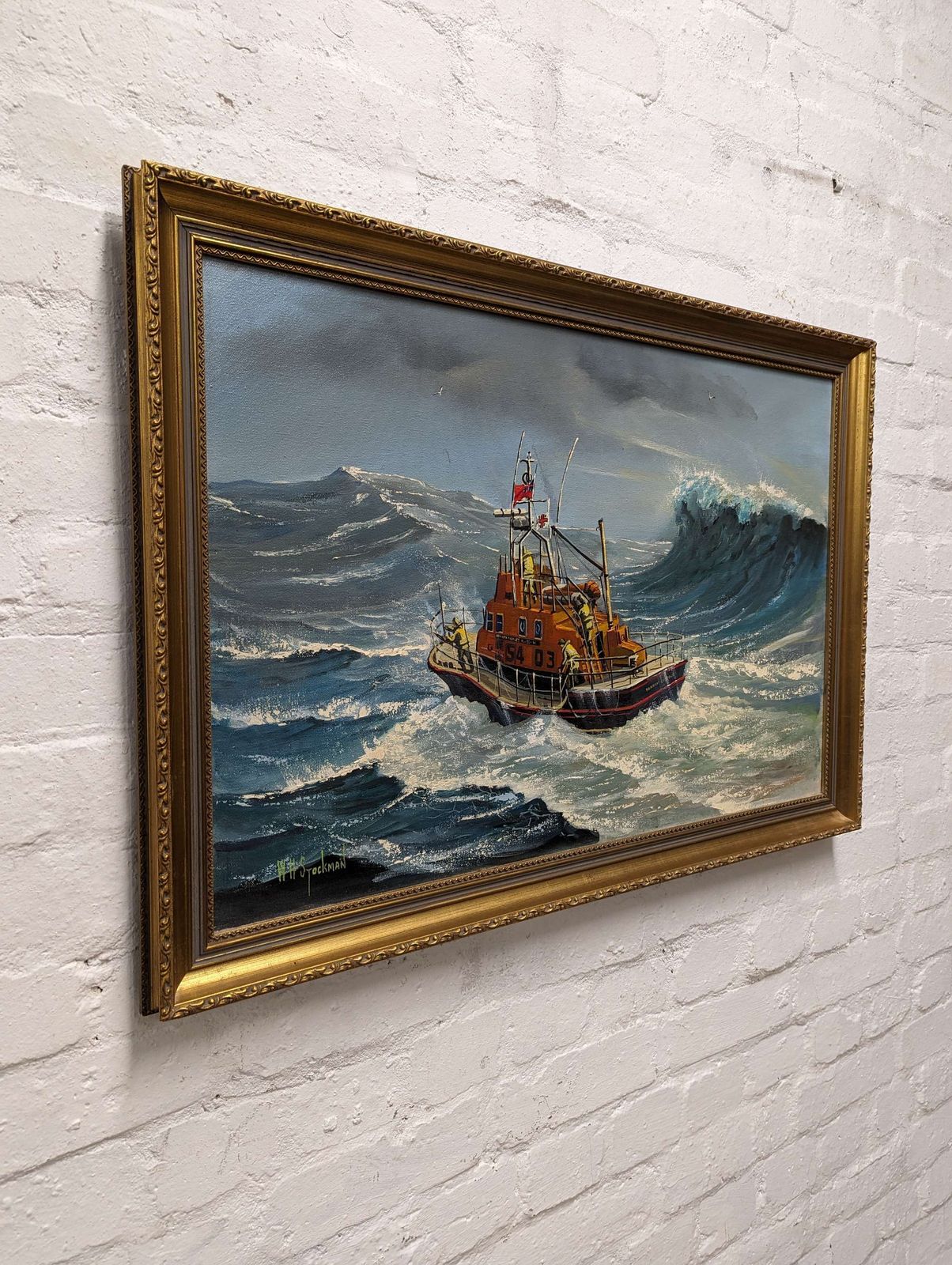 W.H. Stockholm Torbay Lifeboat Oil Painting photo vinterior