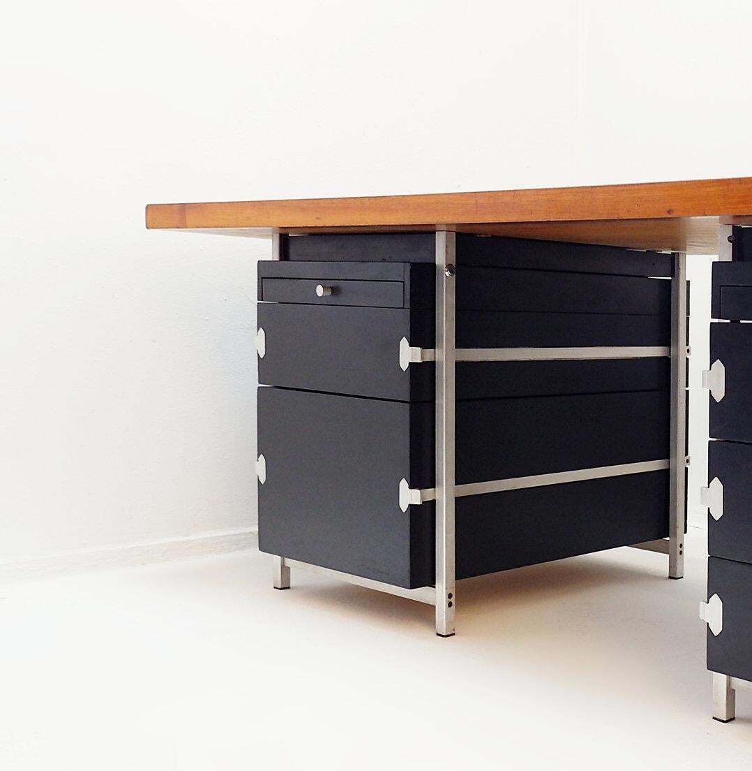 Desk Composed Of Bergwood Drawer Units And A Boomerang Wood Veneer Top   1970s photo buy