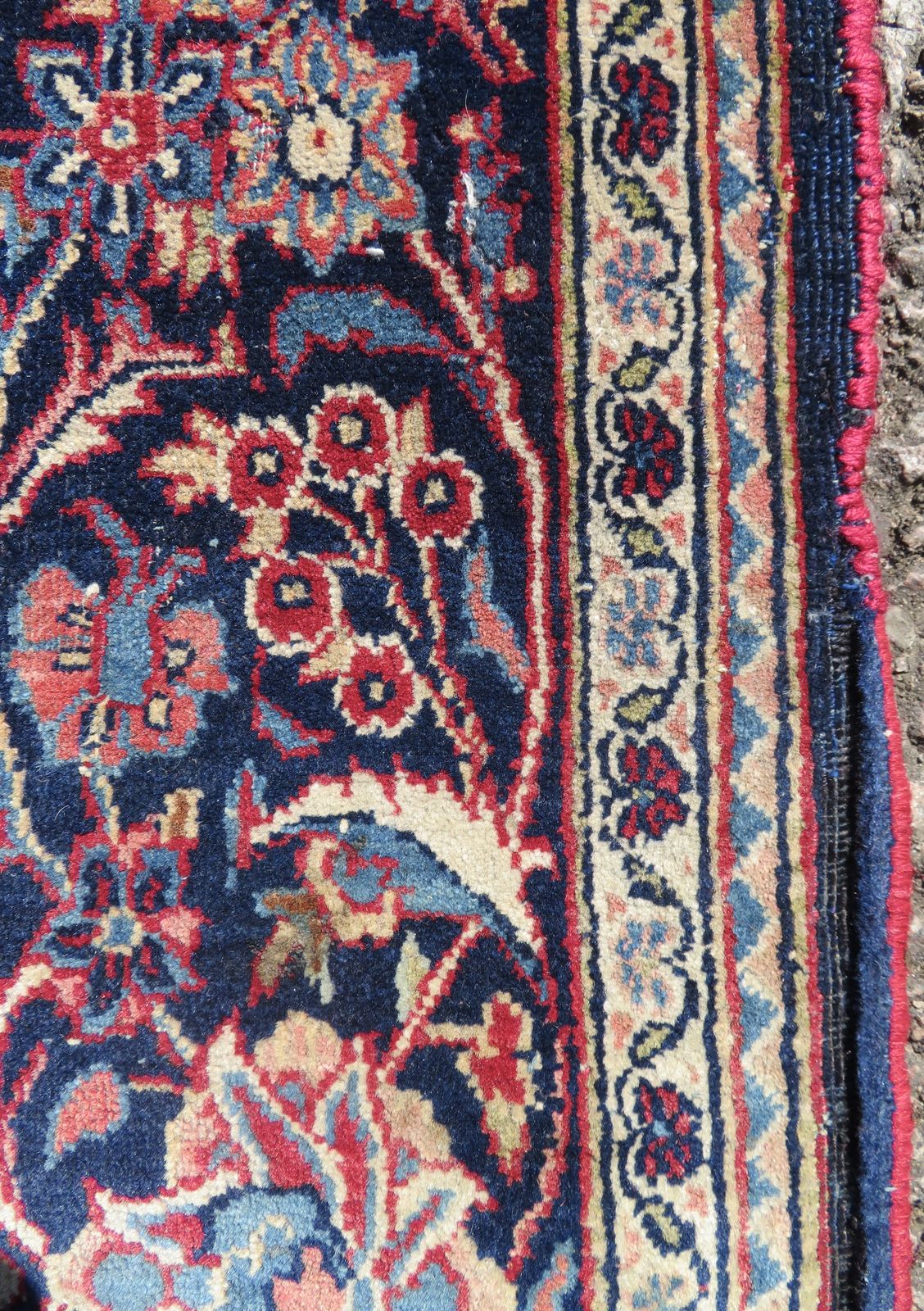 Textiles Antique Pictorial Floral Rug. 211cm X 136cm. photo