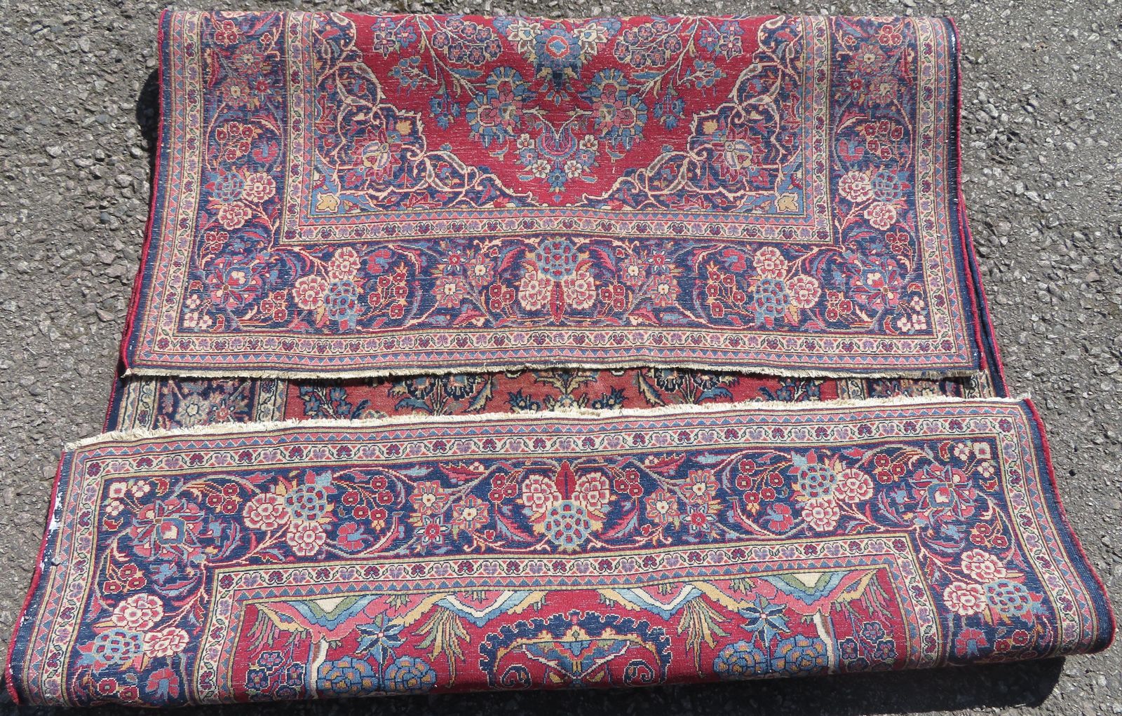 695.0 Antique Pictorial Floral Rug. 211cm X 136cm. photo