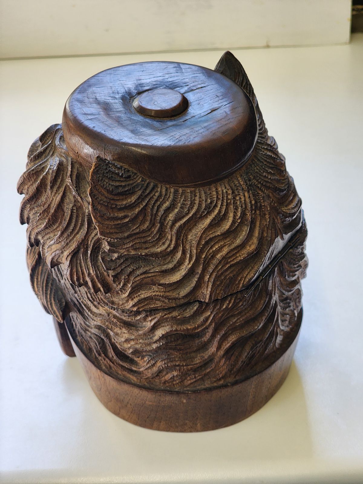 Wooden Carved Black Forest Terrier Tobacco Jar photo Art