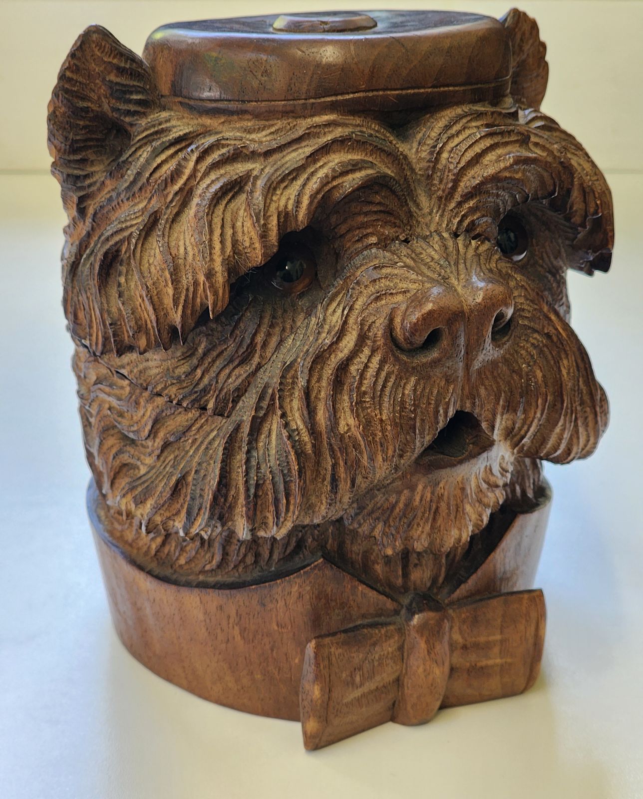 Wooden Carved Black Forest Terrier Tobacco Jar photo 825.0