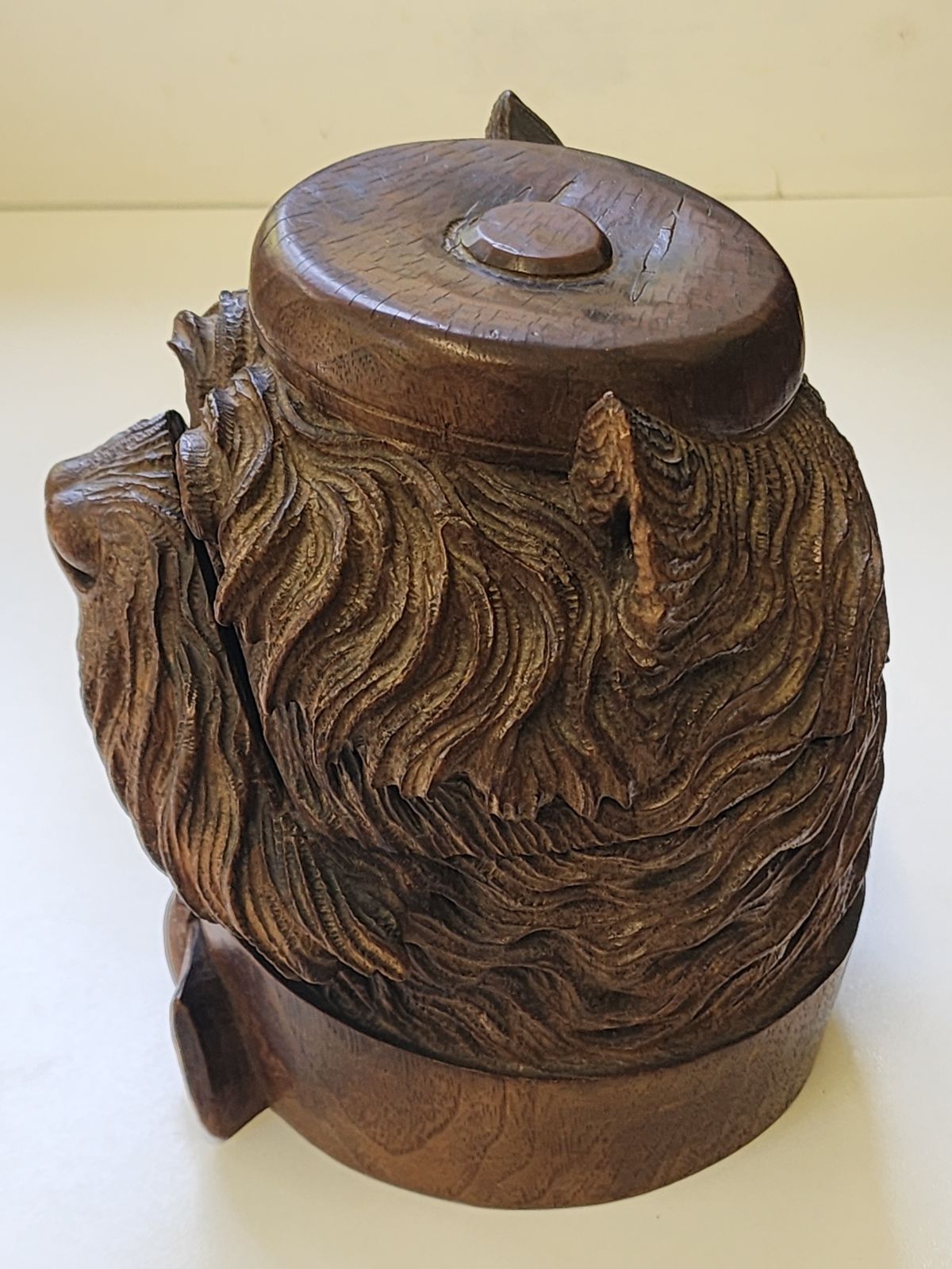 Wooden Carved Black Forest Terrier Tobacco Jar photo vinterior