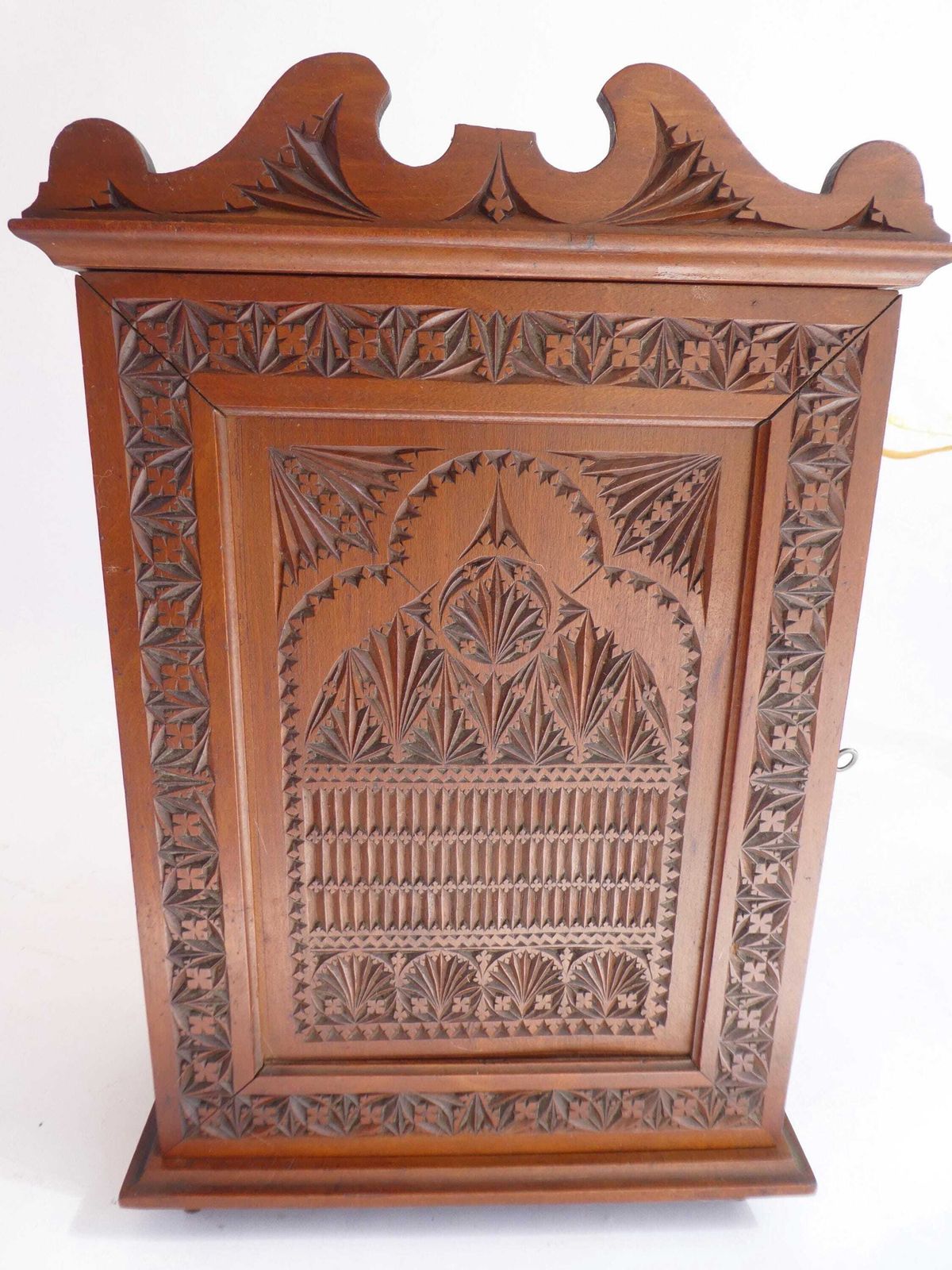 Art Nouveau Dutch Wooden Cabinet, Small Antique Chip Carved Chest, Folk Art Apothecary With Lock photo Furniture