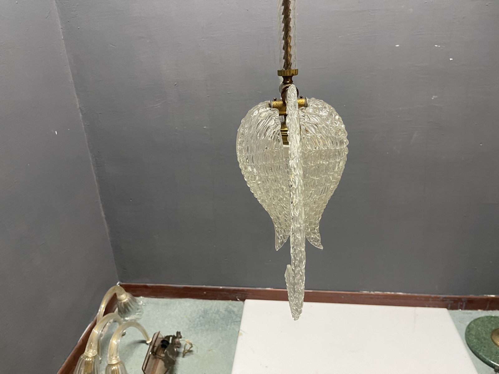 Lighting Murano Glass Pendant By Ercole Barovier, Italy, 1950s photo
