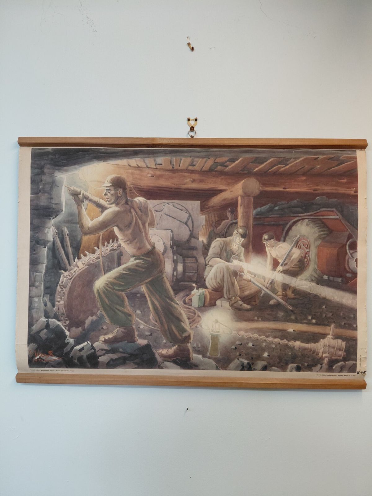 Original 1950s Czech Propoganda Indutrial Poster By  Artist Jindřich Vlček 1885 1968