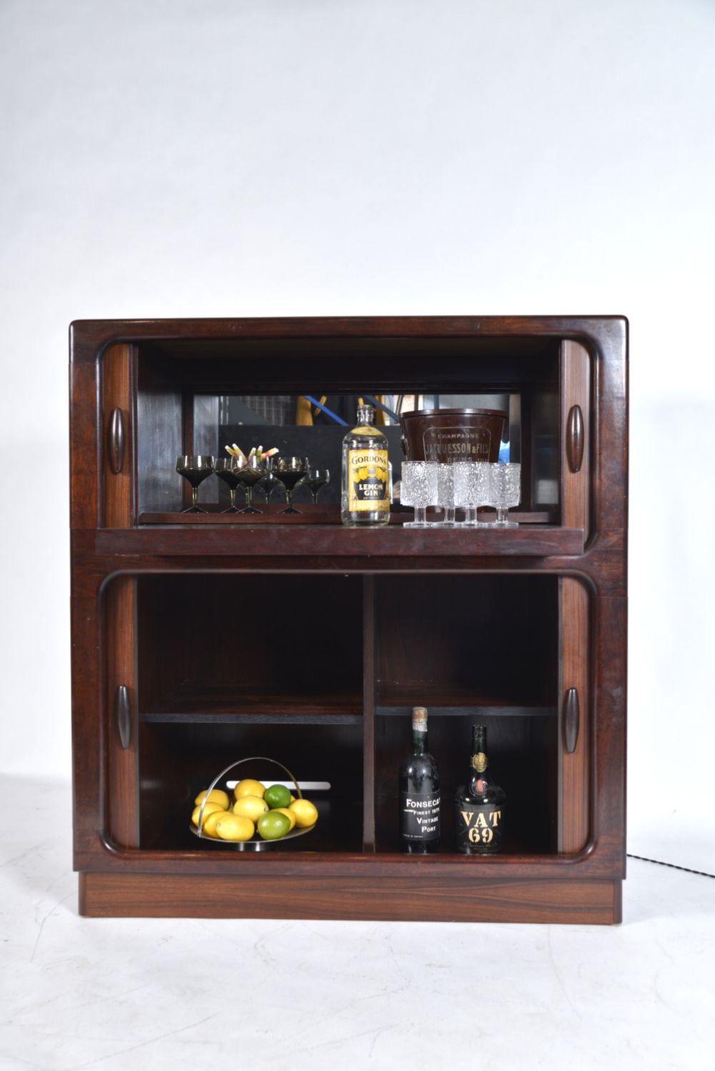 Midcentury Danish Drinks Cabinet Bar Tambour By Dyrlund 1970s photo Furniture