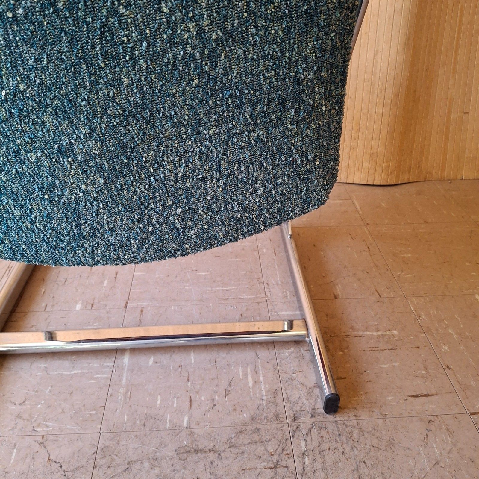 photo buy Fab Vintage 1970s Chrome Italian Cantilever Dining Office Chair Teal Mix Boucle
