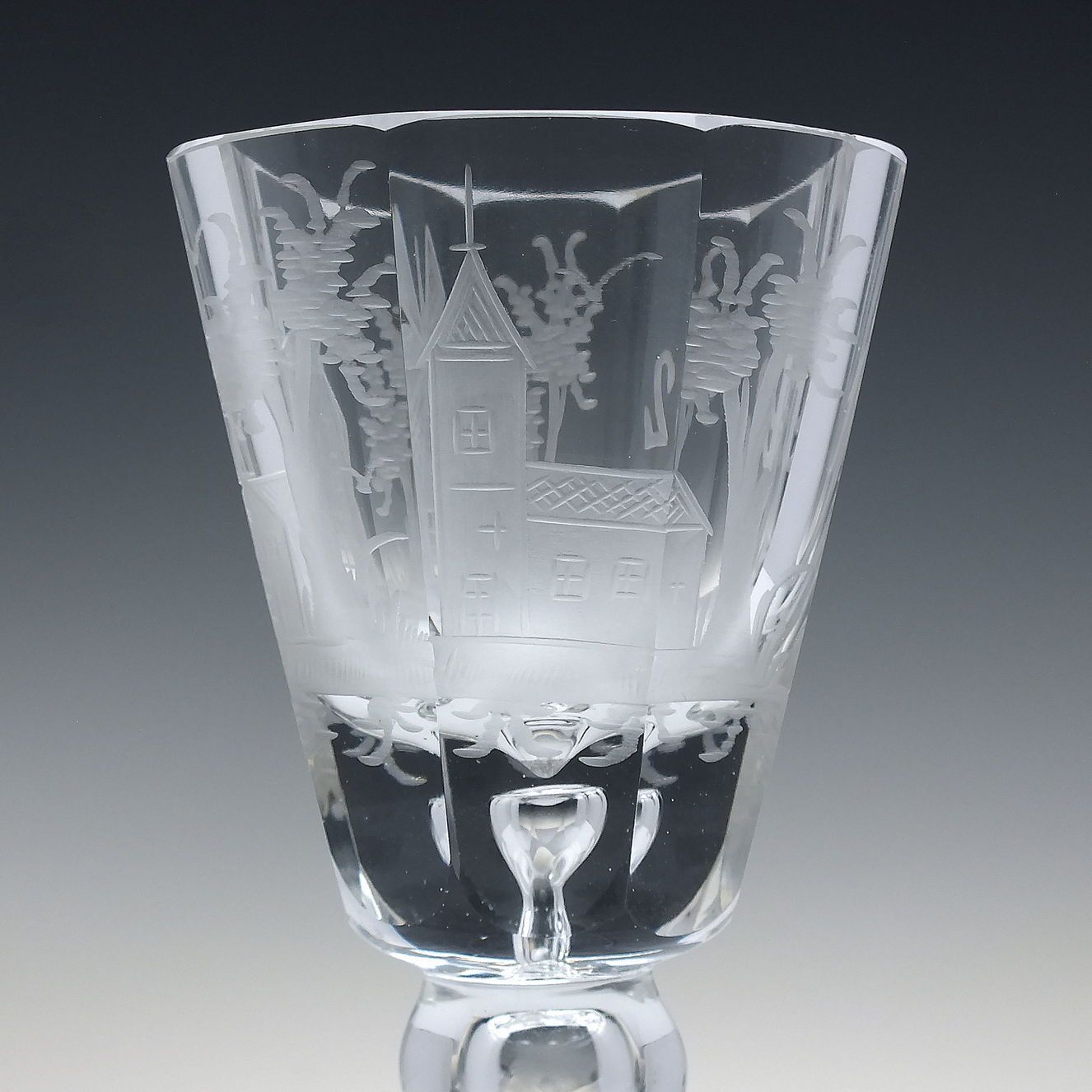 19th Century Engraved Wine Glass C1880 1900 photo for sale
