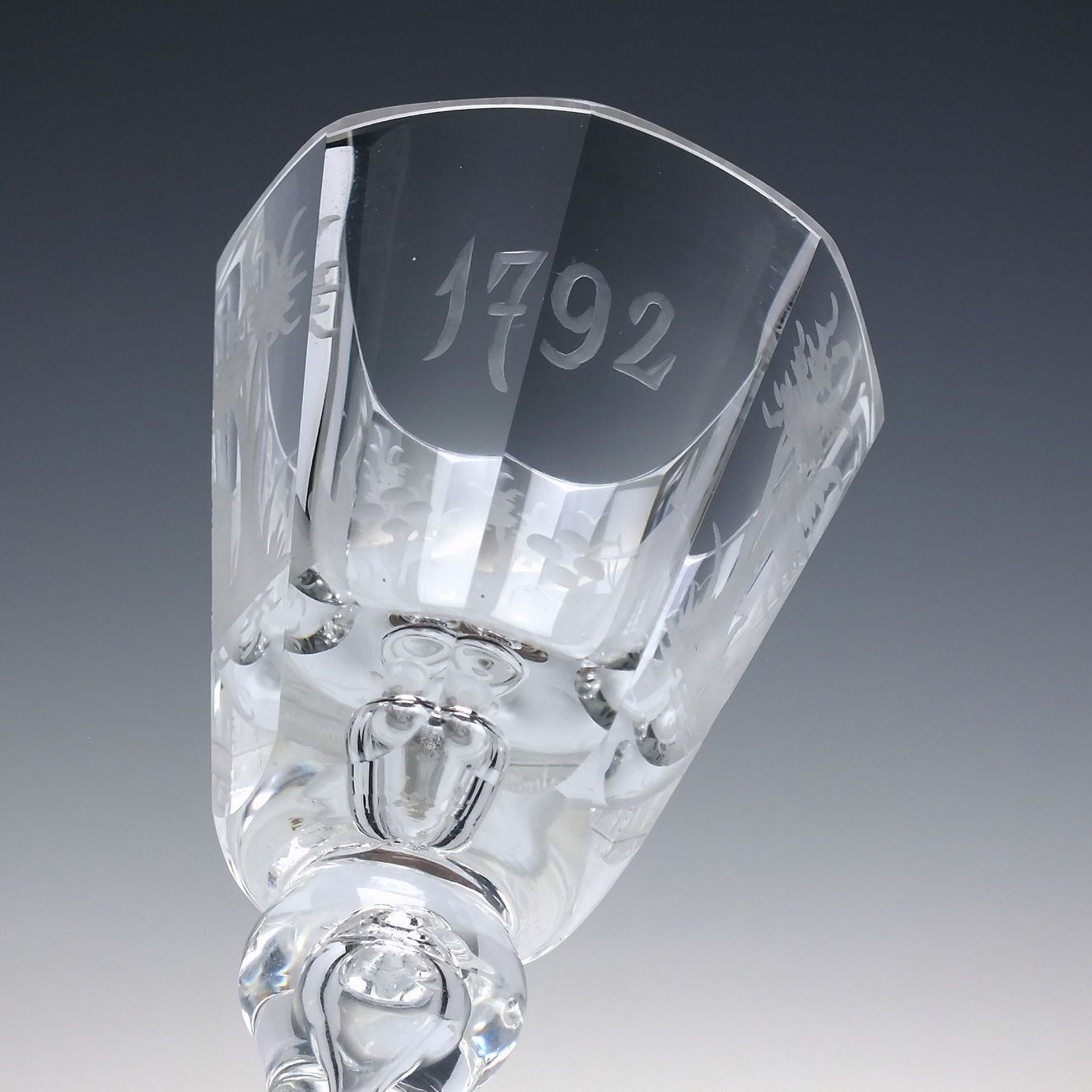 19th Century Engraved Wine Glass C1880 1900 photo 240.0