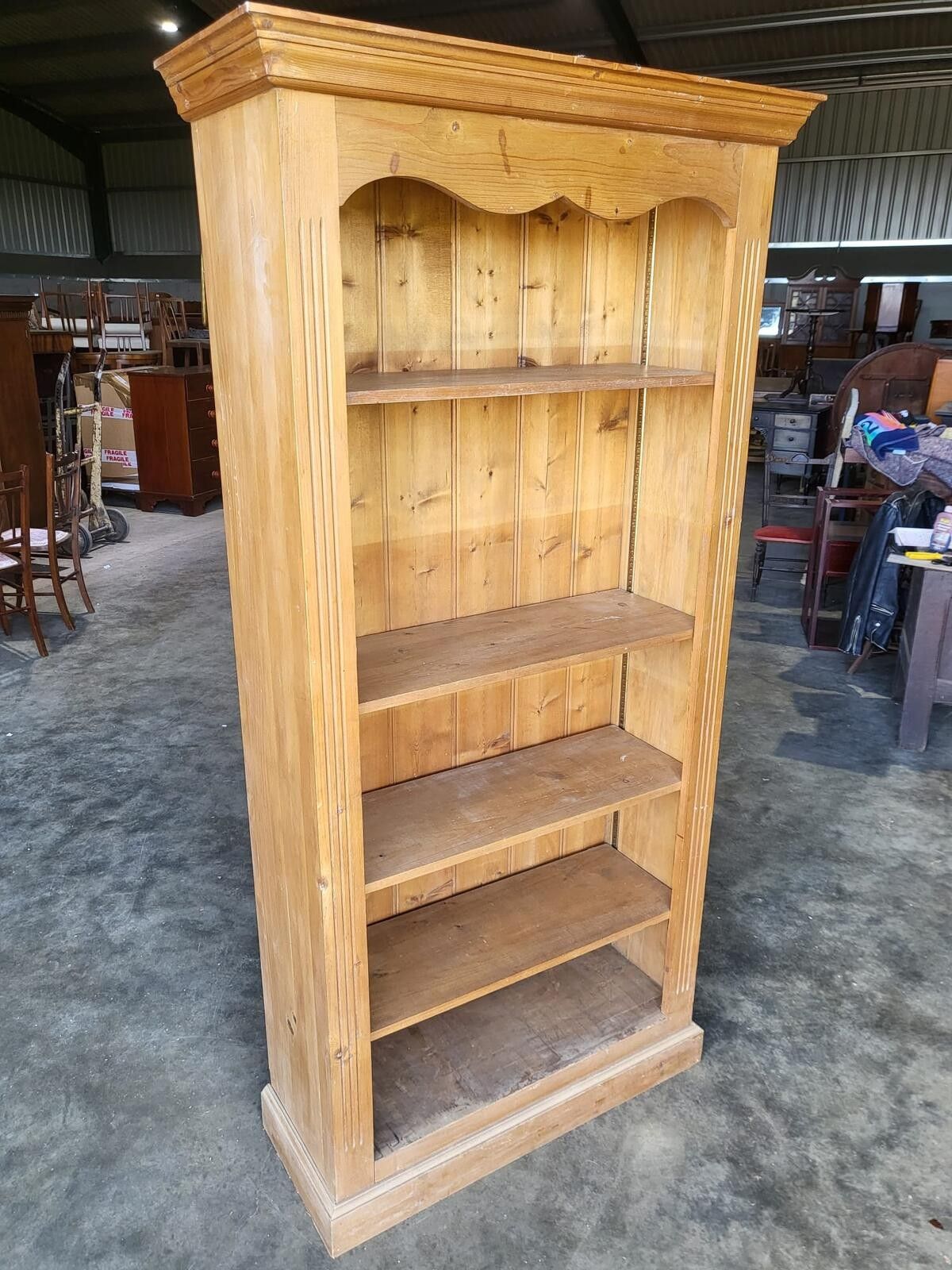 Furniture Tall Pine Open Bookcase Adjustable Shelves Cornice photo