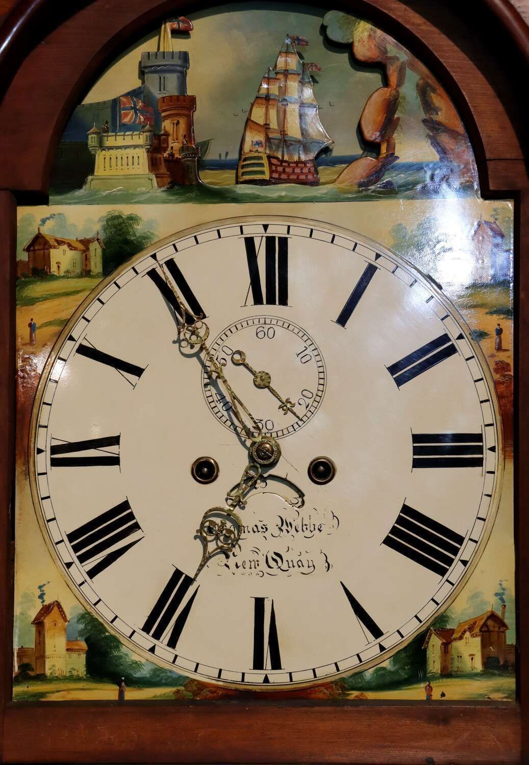 Late 18th / Early 19th Century Welsh Oak Longcase Clock By Thomas Webbe Of New Quay photo for sale