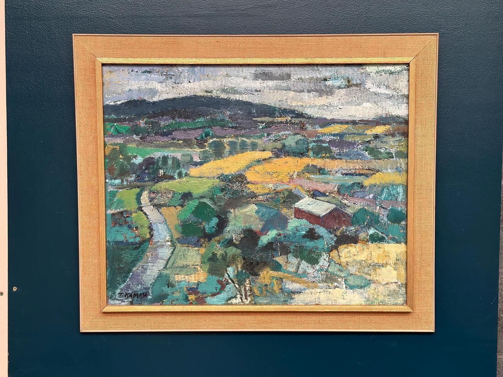 Original Mid Century European Oil On Canvas – Landscape By Tadeusz Kamasa –  – Vintage & Framed 88 × 73 Cm (34.6" × 28.7") photo for sale