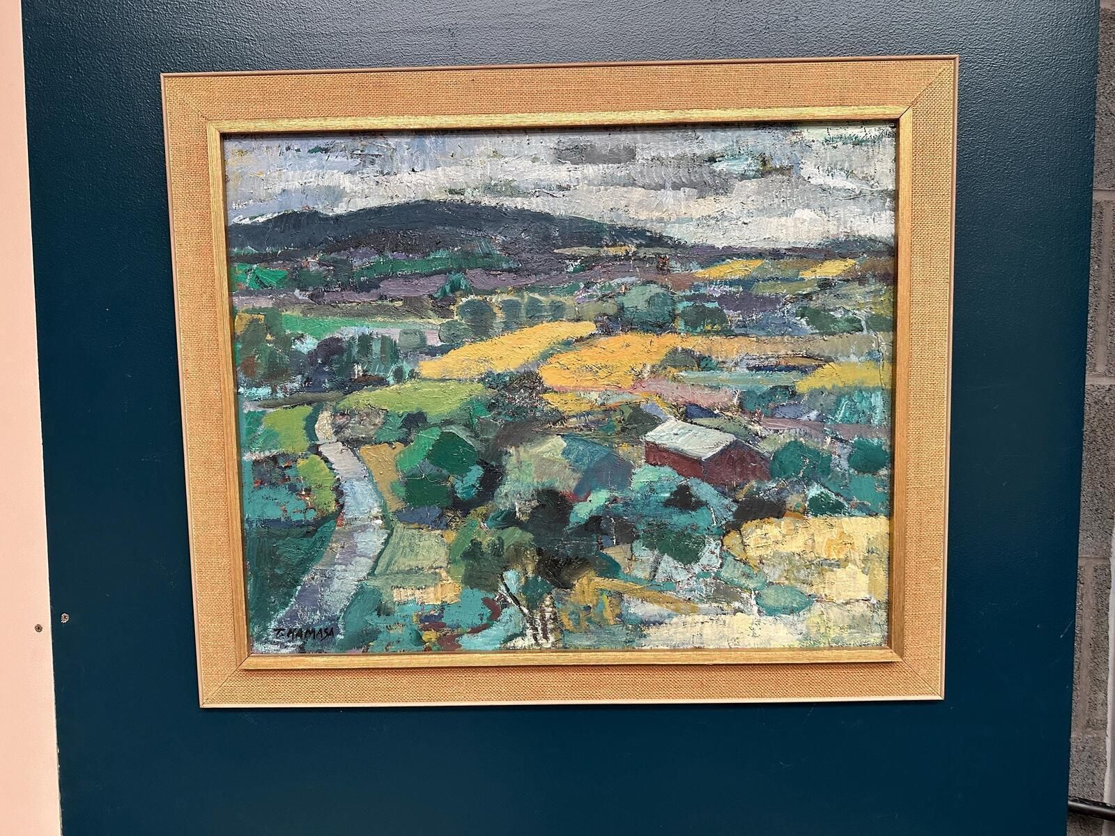 Original Mid Century European Oil On Canvas – Landscape By Tadeusz Kamasa –  – Vintage & Framed 88 × 73 Cm (34.6" × 28.7") photo Art