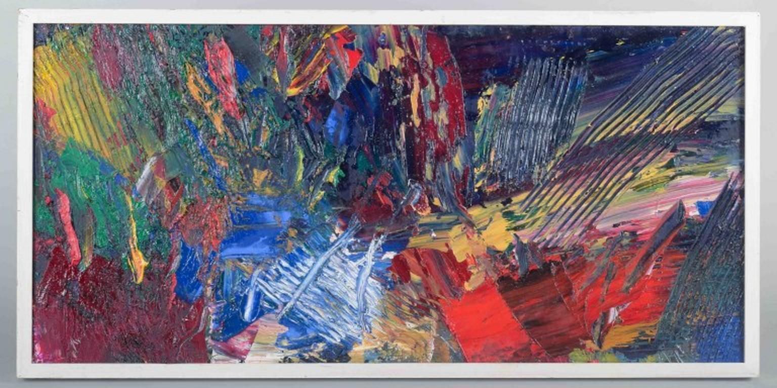 Lars Bertle. Huile sur panneau. Composition de paysage abstrait. Années 1950/60 photo 424.0