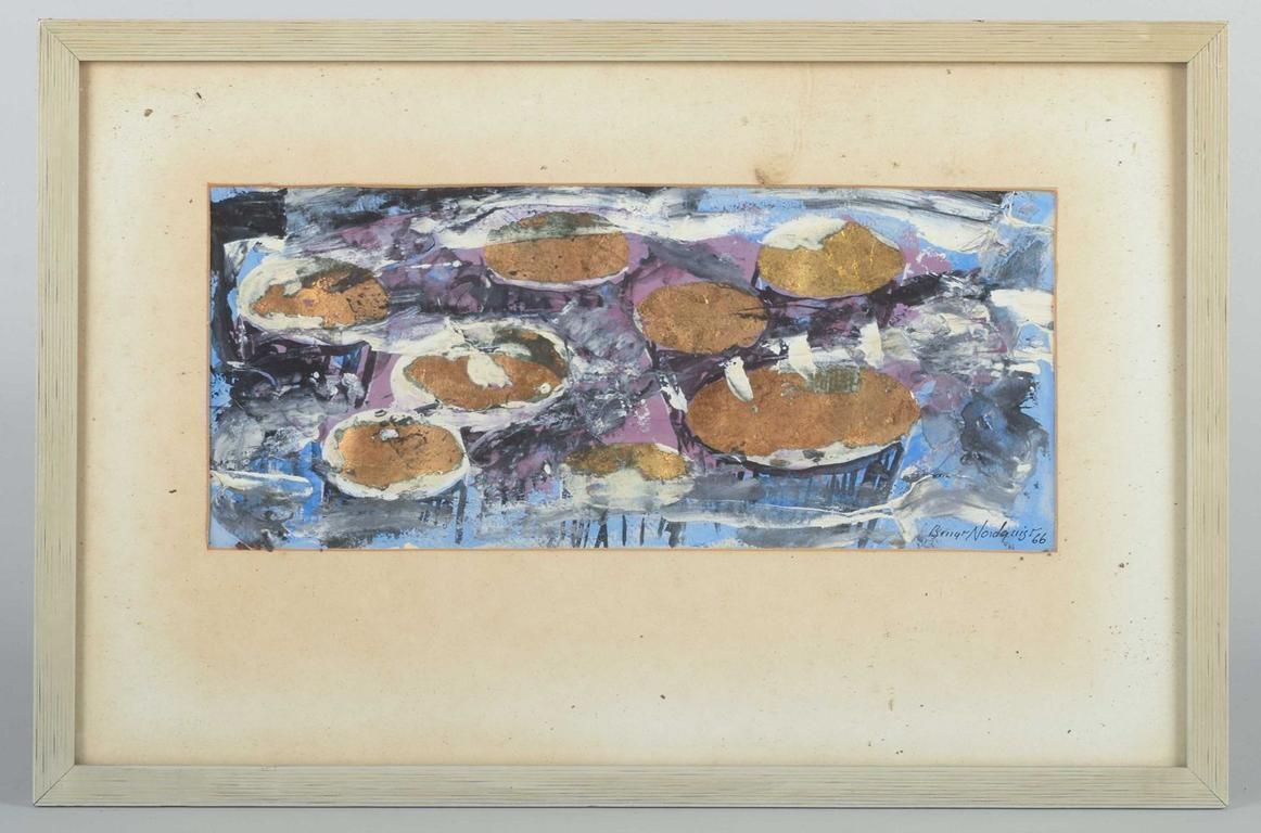 Bengt Nordquist. "Sol Hjärta - Guld". Mixed Media On Paper. 1966 photo furniture