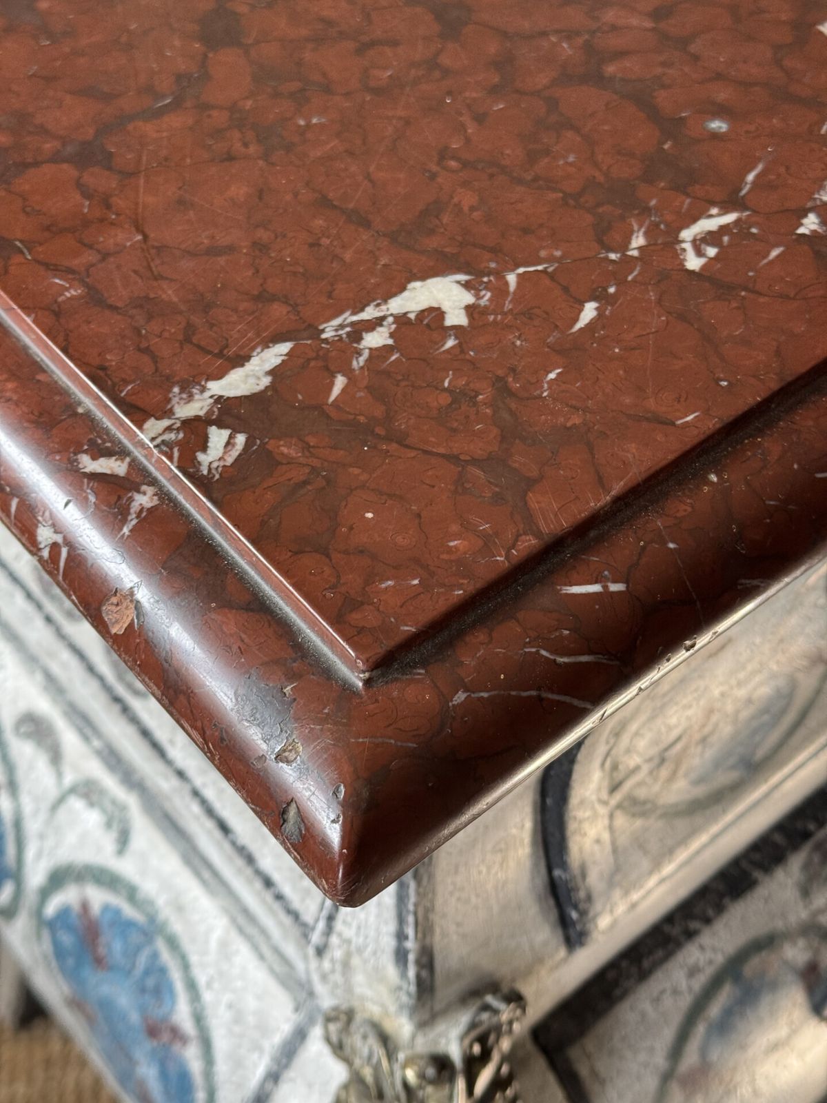 19th Century French Marble Top Painted Bombe Shape Commode photo Furniture