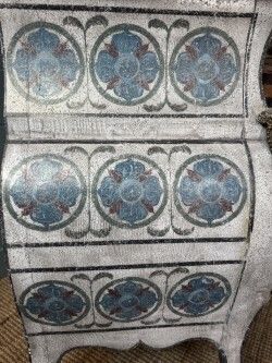 photo for sale 19th Century French Marble Top Painted Bombe Shape Commode