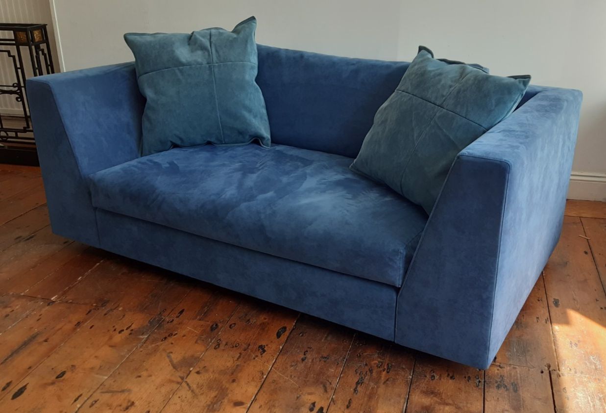 Ligne Roset 'Exclusif' Two Seater Sofa Blue Suede Upholstery  Vgc Uk Delivery