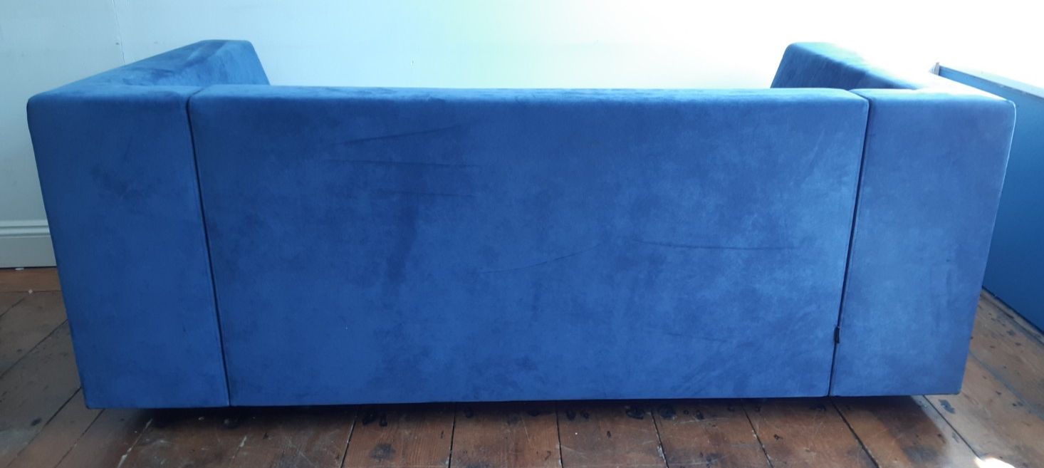 photo buy Ligne Roset 'Exclusif' Two Seater Sofa Blue Suede Upholstery  Vgc Uk Delivery