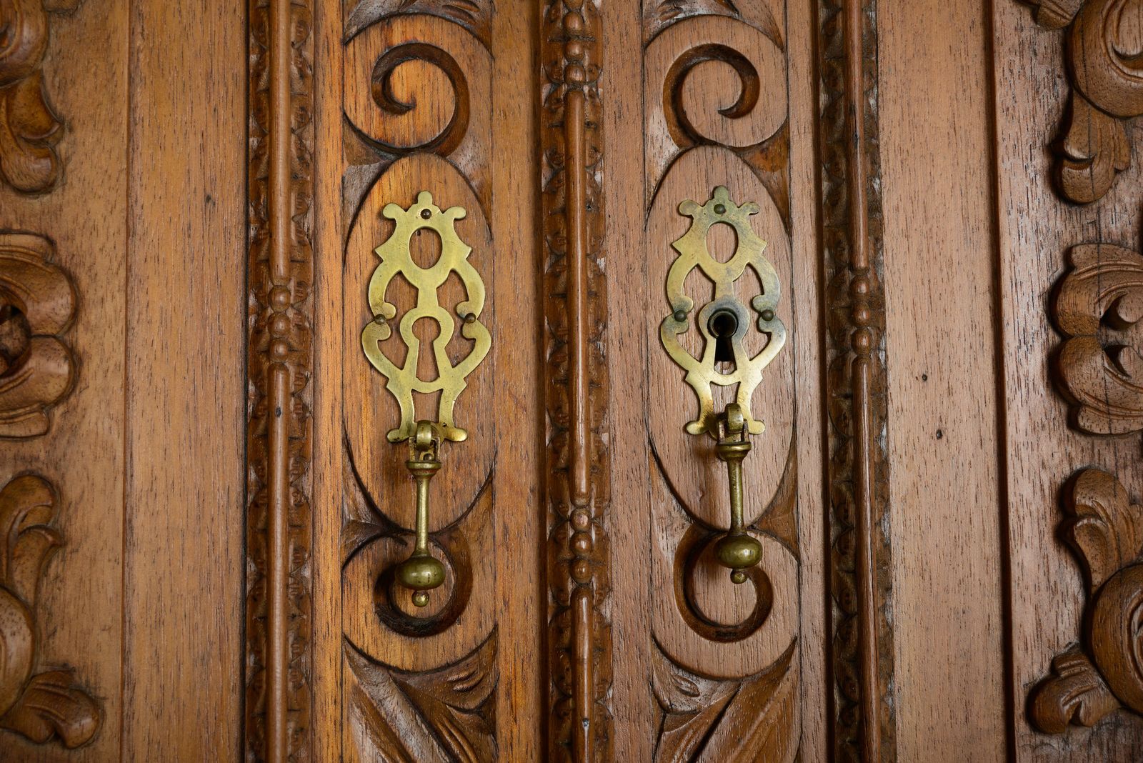 Antique French Walnut Linen Press Housekeepers Cupboard   Ornately Carved photo 1395.0
