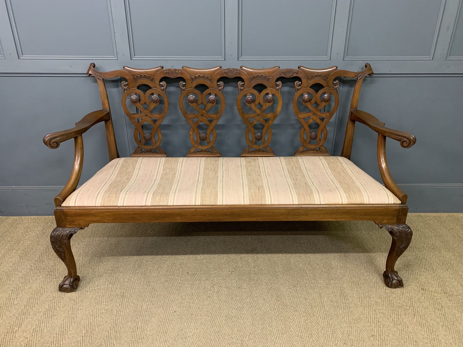 Chippendale Style Carved Mahogany Settee photo Furniture