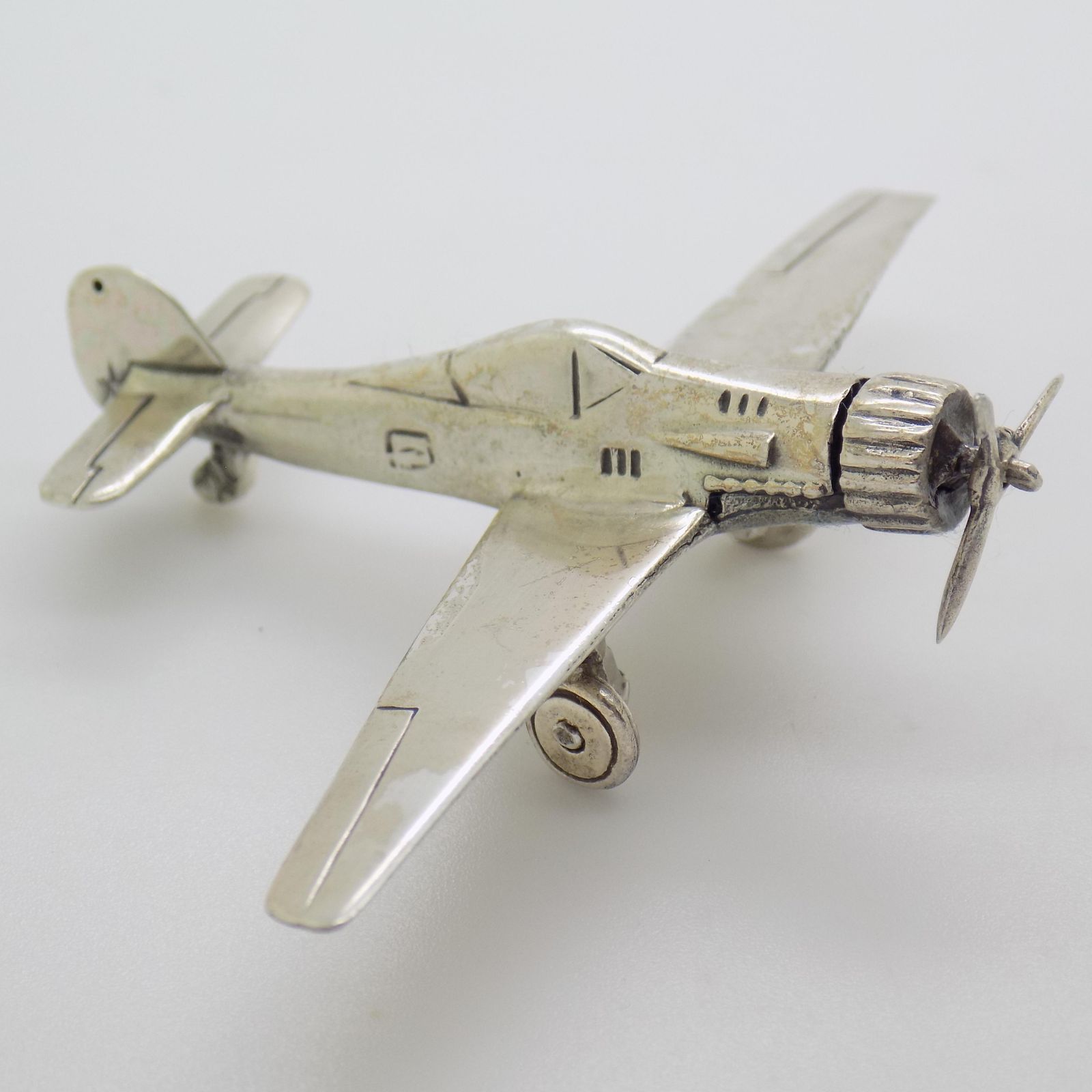 Vintage Italian Handmade Genuine Silver Airplane Figurine, 1980s photo for sale