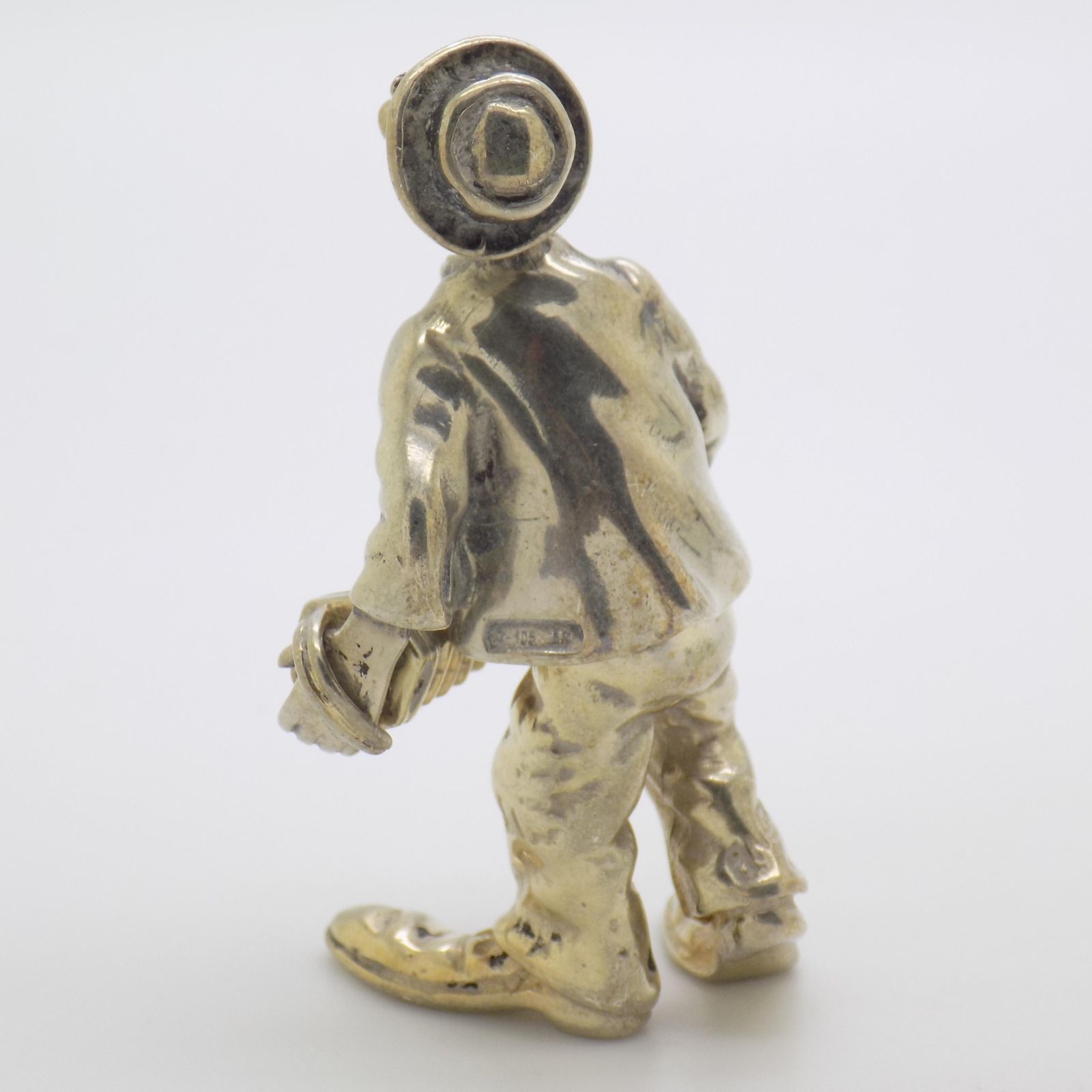 Vintage Italian Handmade Silver Clown With Accordion Figurine From Angini, Tuscany, 1970s photo buy