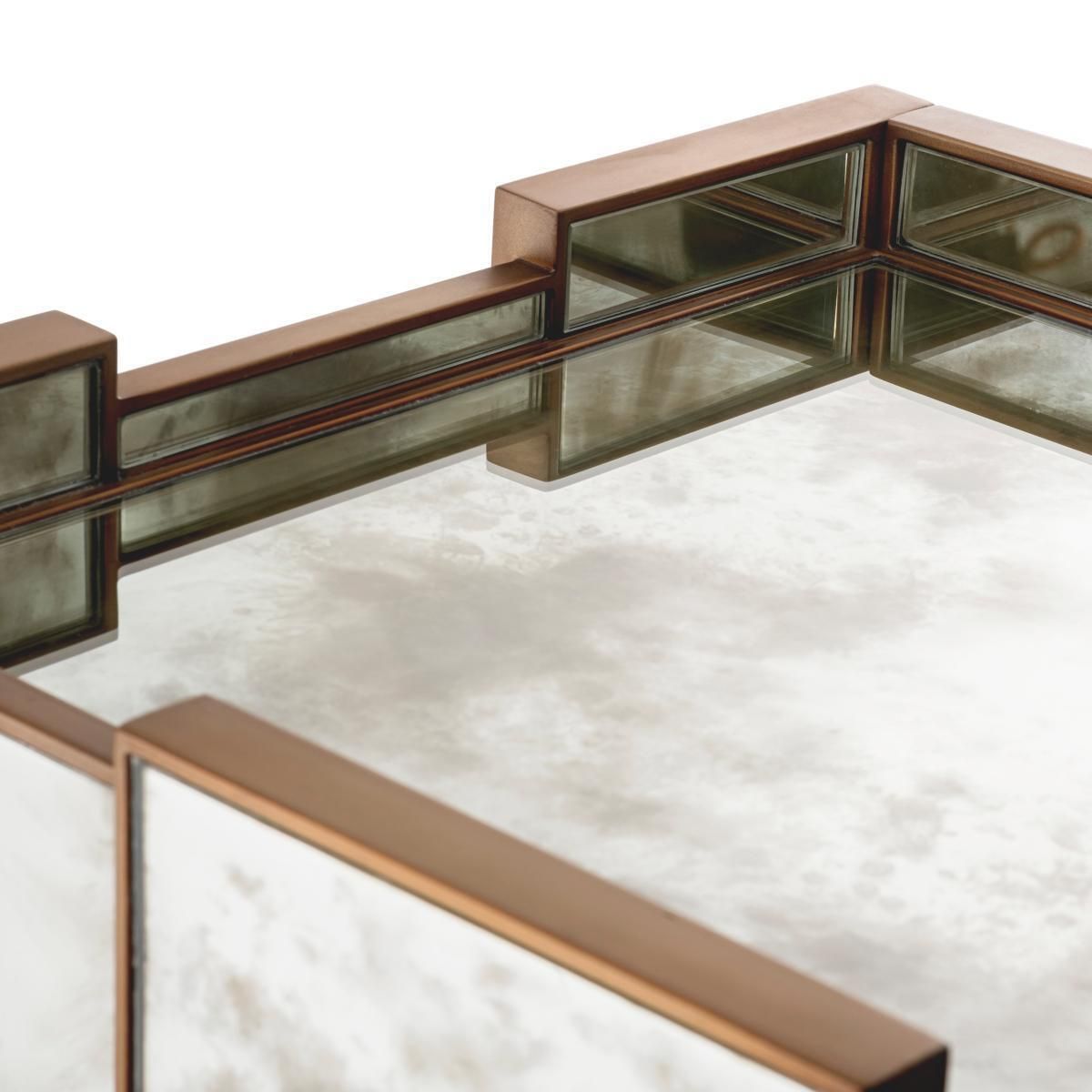 photo for sale Set Of Two Mirror Nightstand With Brushed Brass Finish