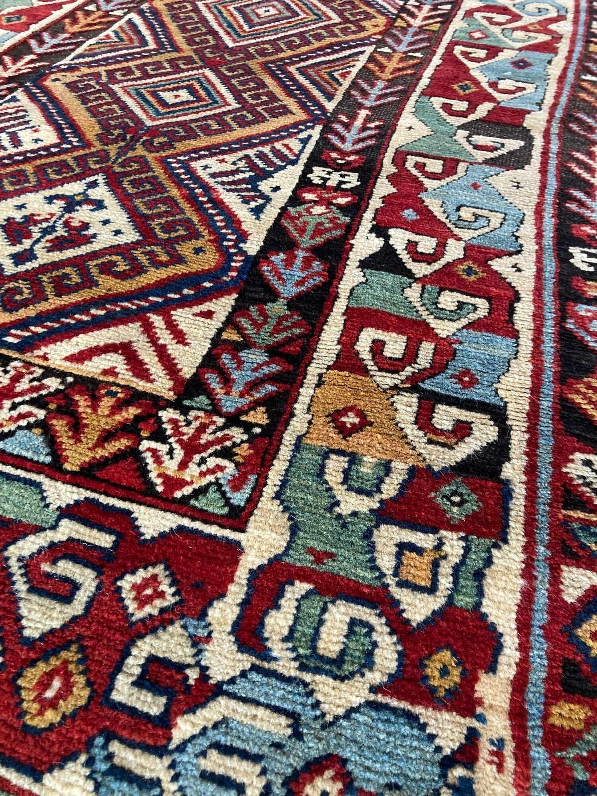Antique Caucasian Rug 2.58m X 1.25m photo vintage