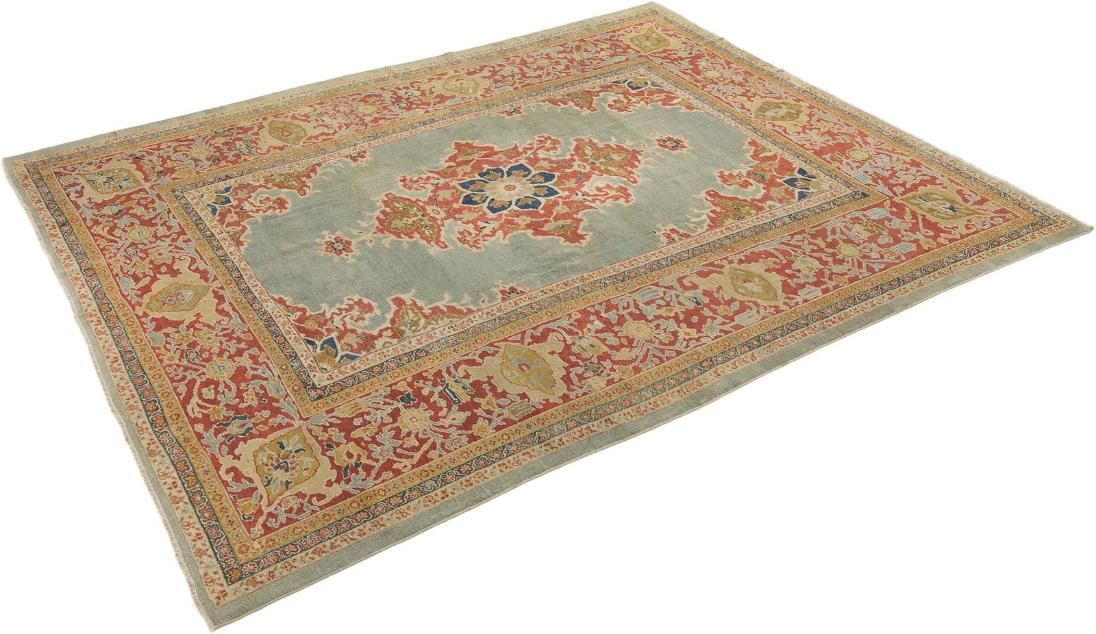 Antique Ziegler Mahal Rug, 1880, 400 X 318 Cm, Soft Red And Pale Blue photo furniture