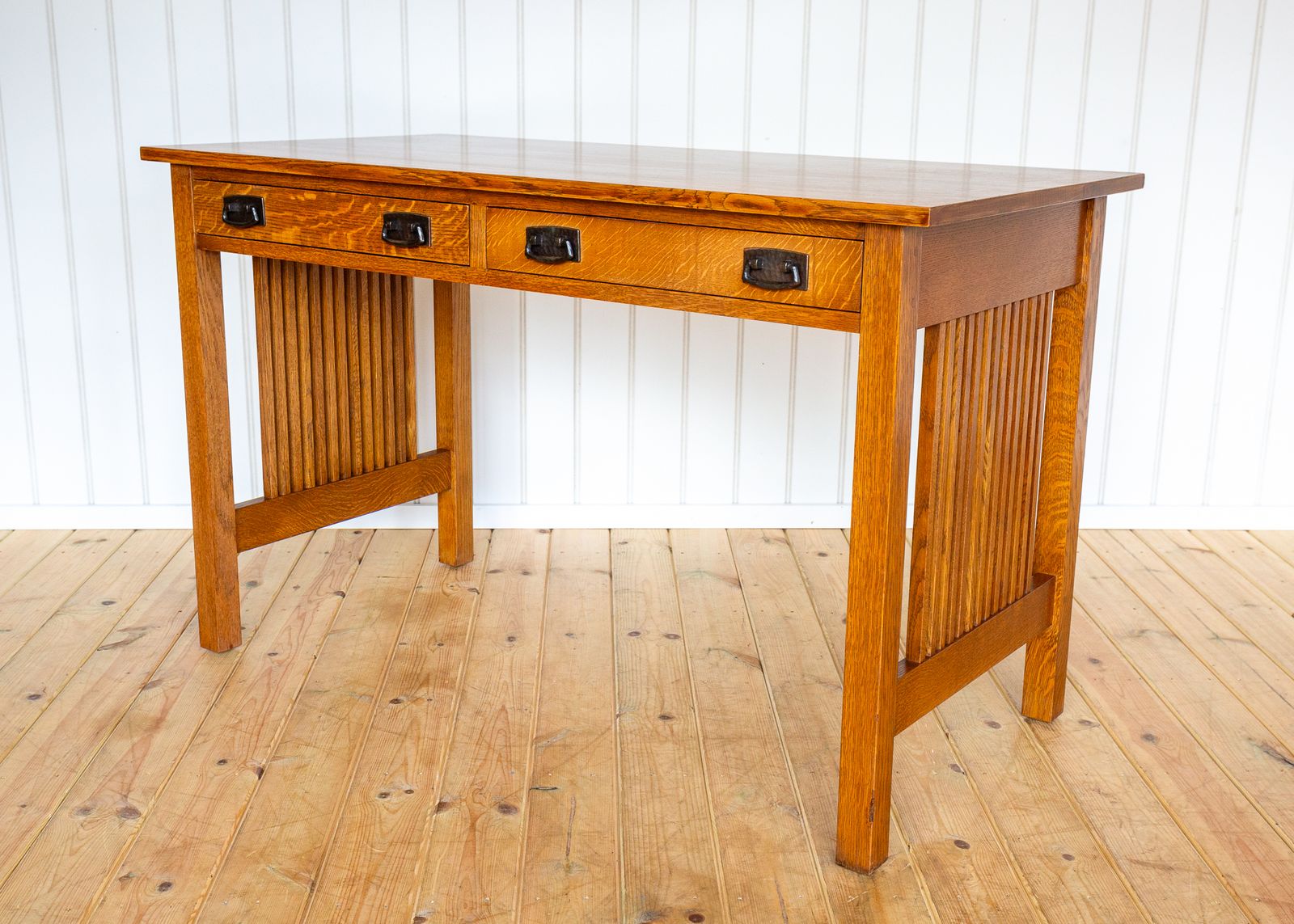 photo buy Mission Oak Desk By Stickley Arts & Crafts Spindle Office Library Writing Tabl.E American Craftsman Handcrafted L. & J.G. Stickley