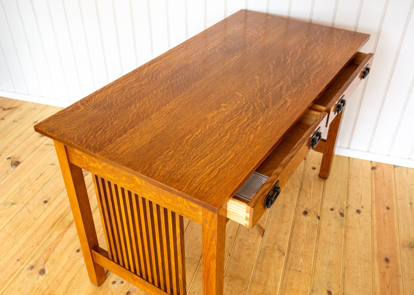 Mission Oak Desk By Stickley Arts & Crafts Spindle Office Library Writing Tabl.E American Craftsman Handcrafted L. & J.G. Stickley photo 3250.0