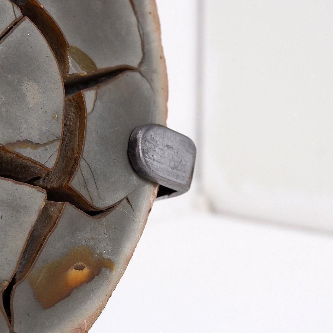 Septarian Nodule Sculpture On Metal Stand, Belgium, 20th Century photo vinterior