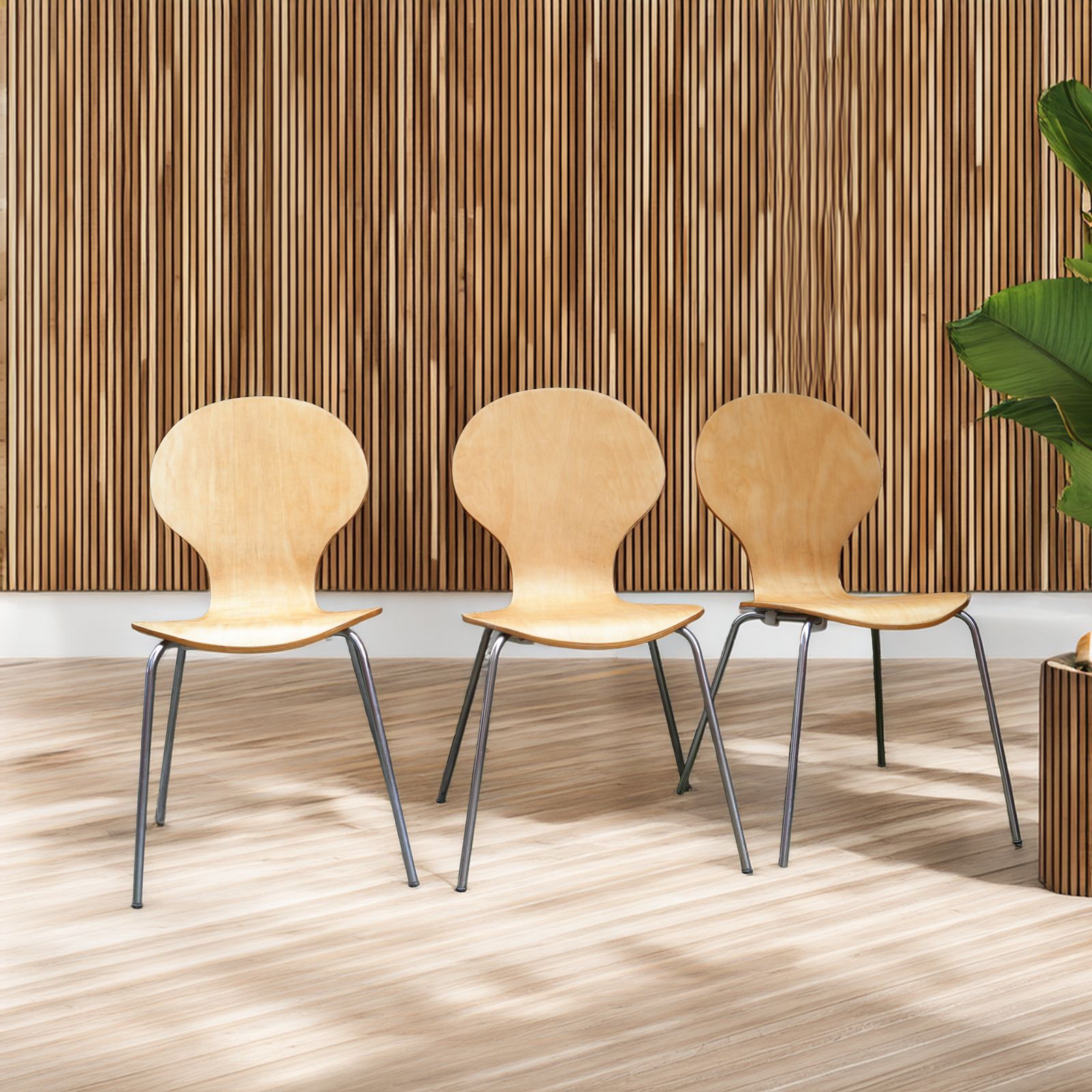 Three Vintage Bent Plywood Stacking Chairs In The Style Of Arne Jacobsen Ant, 1960s