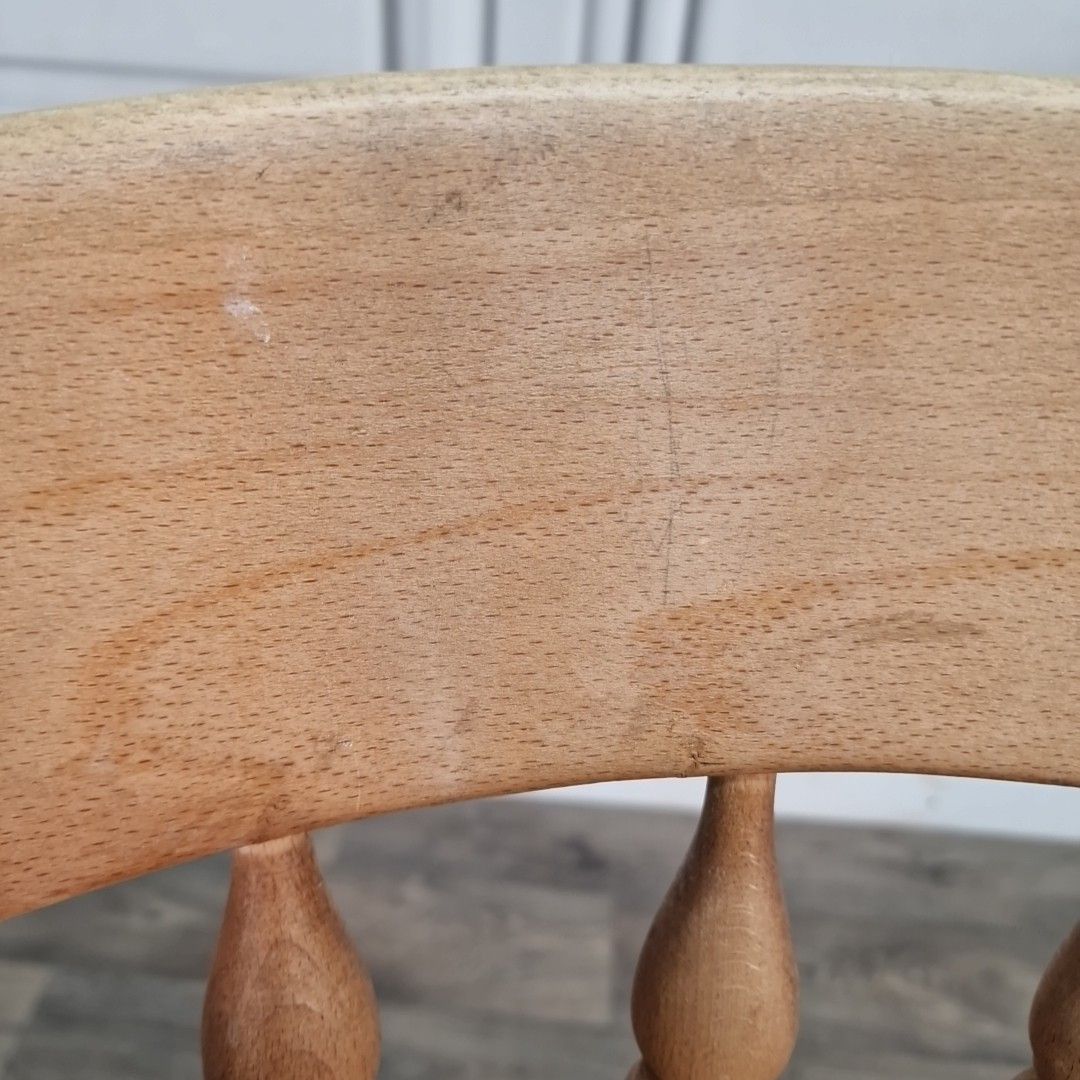 Vintage Wooden Kitchen Chair Spindle Back Farmhouse Country Dining Seat Beech photo 80.0