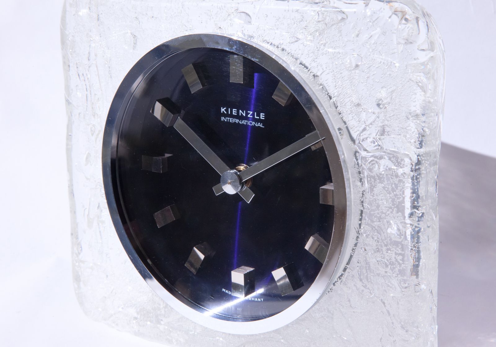 Home Decor Space Age Kienzle Ice Glass Desk Clock Germany Panton Style Mid Century Modernism Pop Table Mcm 1970s photo