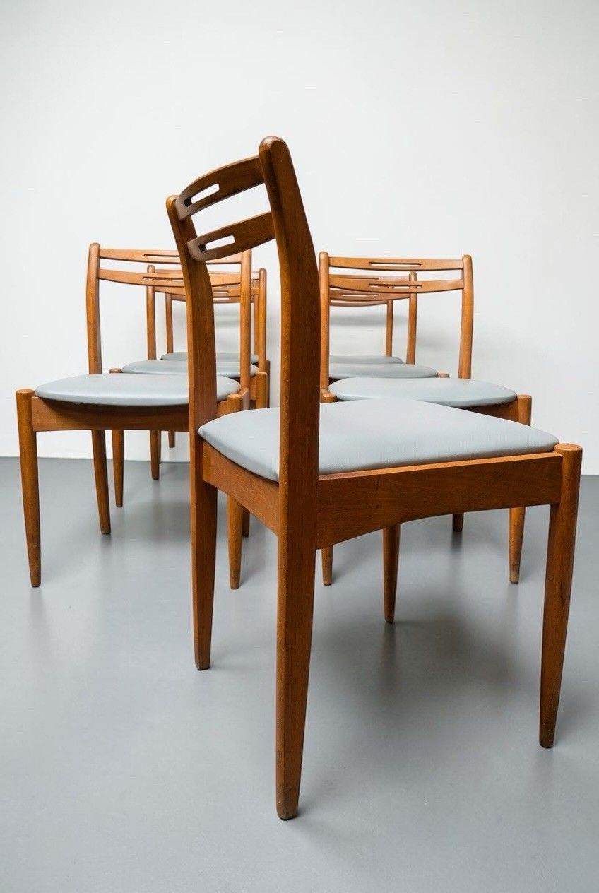 Set Of Seven Teak Morris Of Glasgow Dining Chairs Danish Style Rare Mid Century photo Furniture