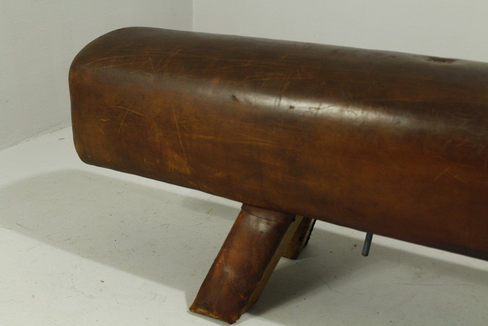 Vintage Leather Gym Pommel Horse Bench, 1940s photo vinterior