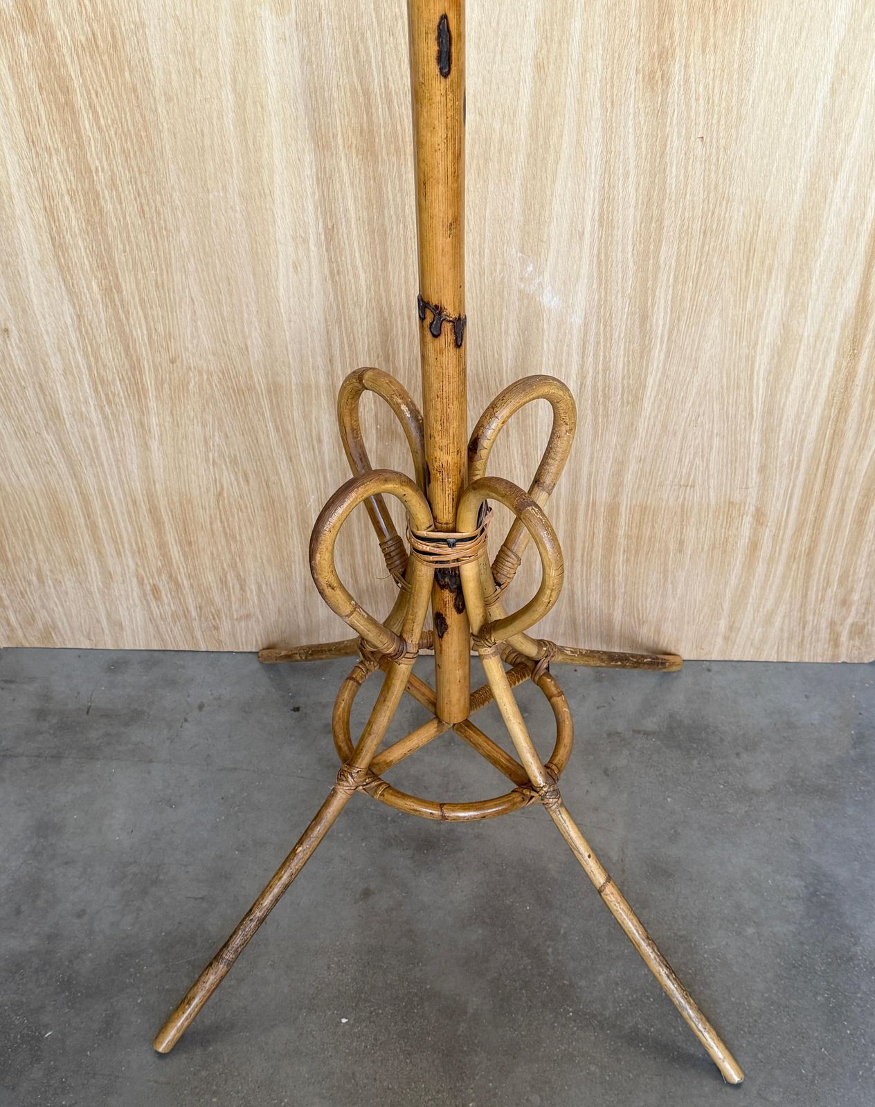 Bamboo And Rattan Coat Rack With Large Base, Italy, 1960s photo Furniture
