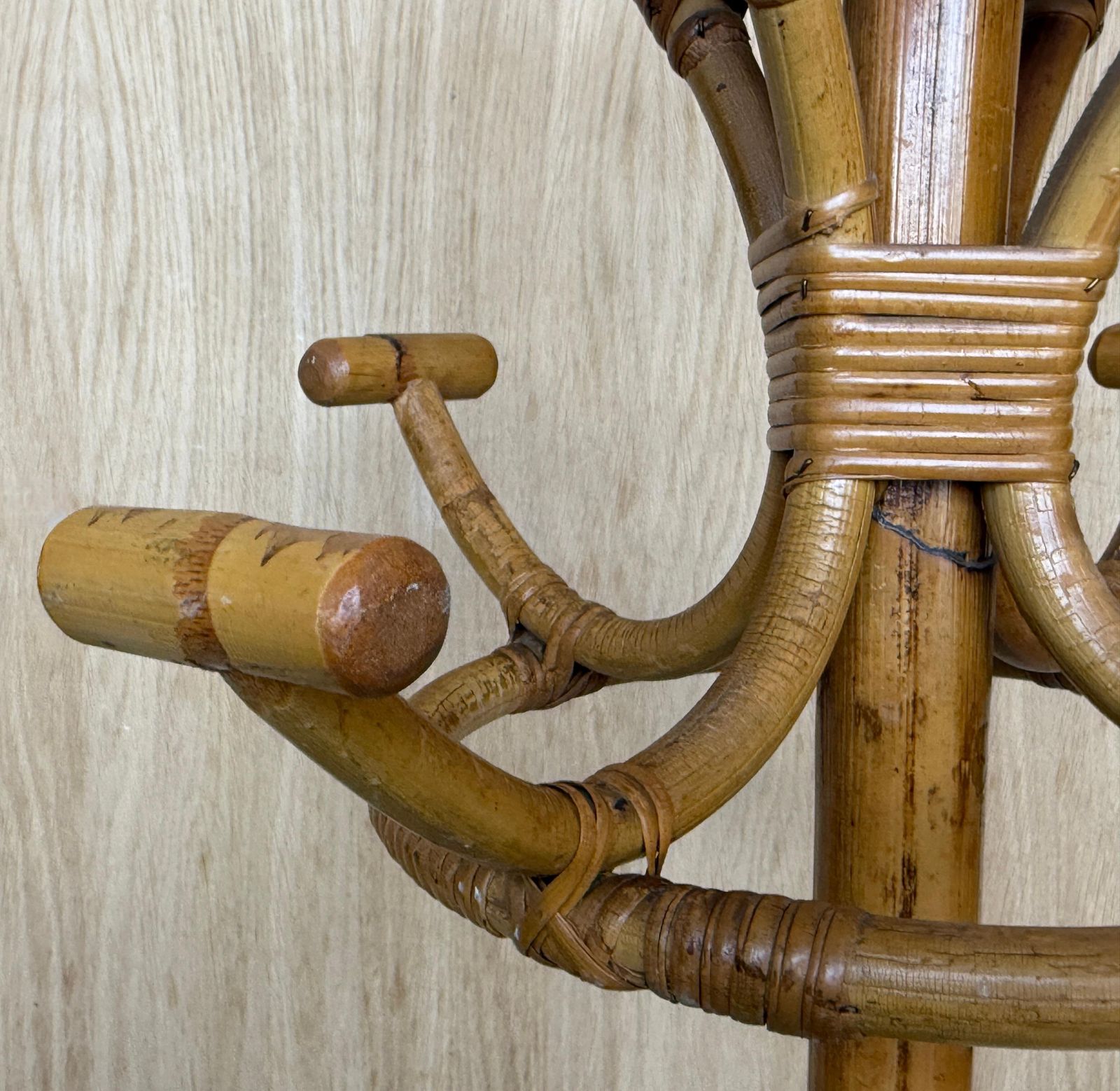 Bamboo And Rattan Coat Rack With Large Base, Italy, 1960s photo vinterior